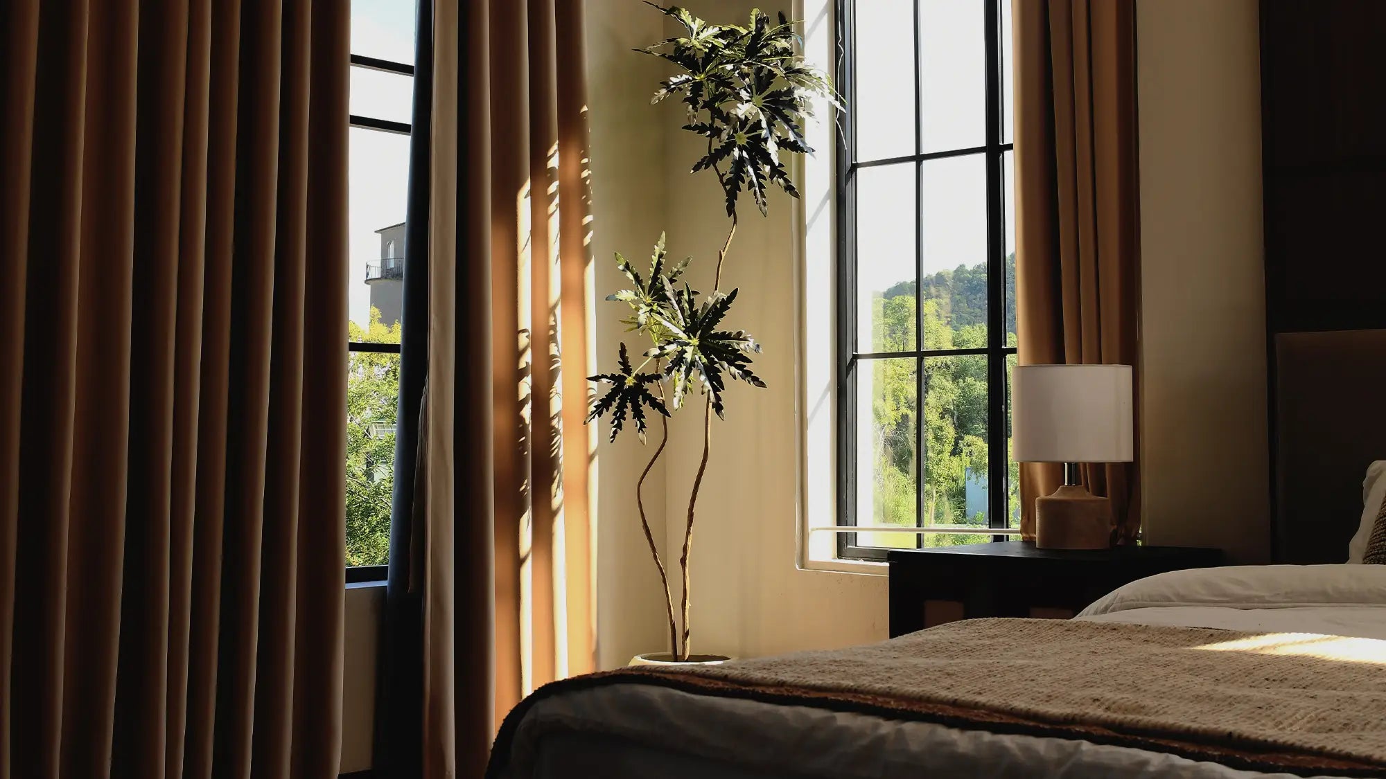 DWCN eco-friendly polyester curtains made from ocean plastic in a modern room
