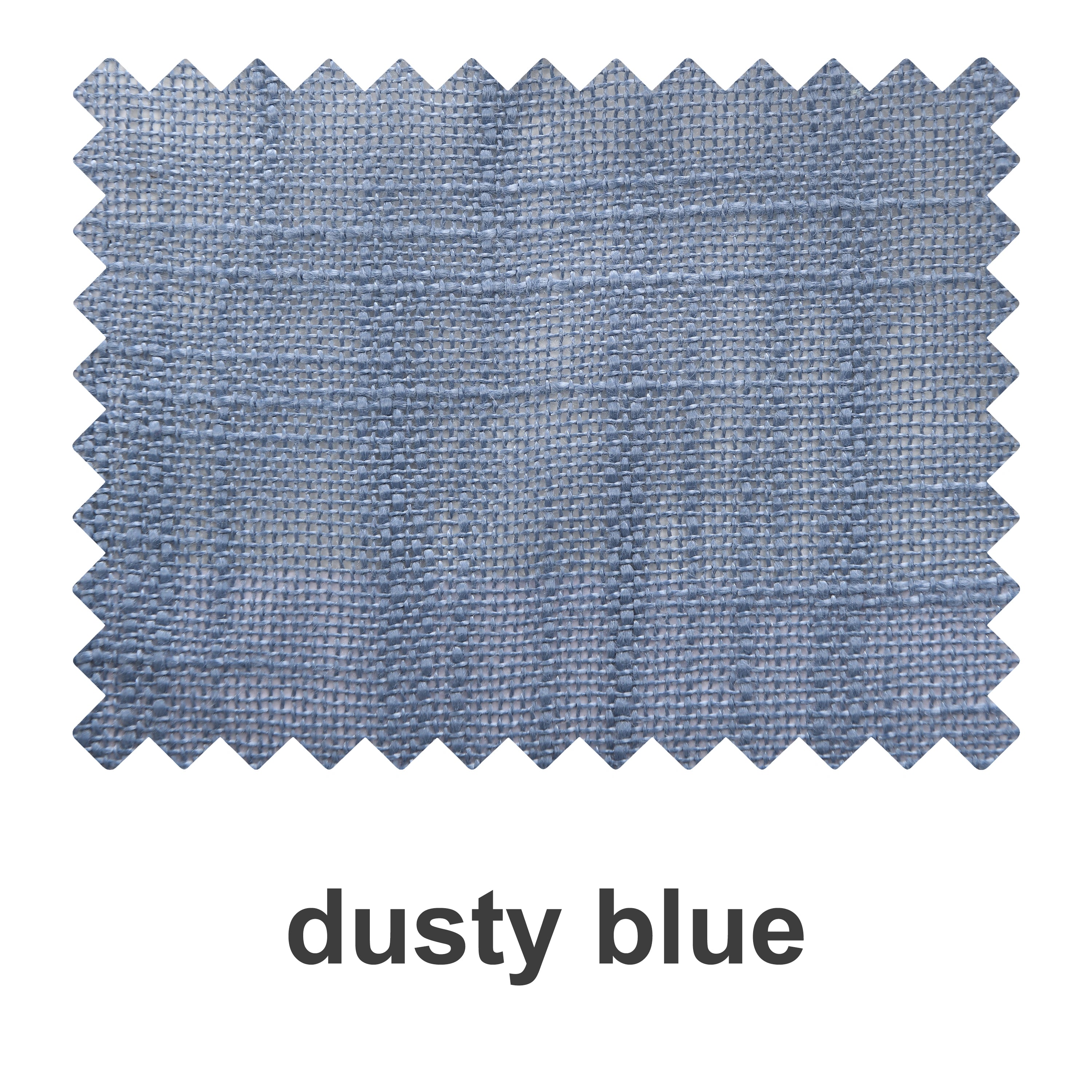 Dusty blue linen sheer fabric swatch booklet from DWCN Official showcasing soft, lightweight linen textile samples.