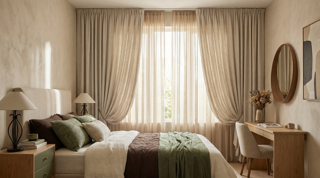 DWCN linen curtains in a bright modern living room