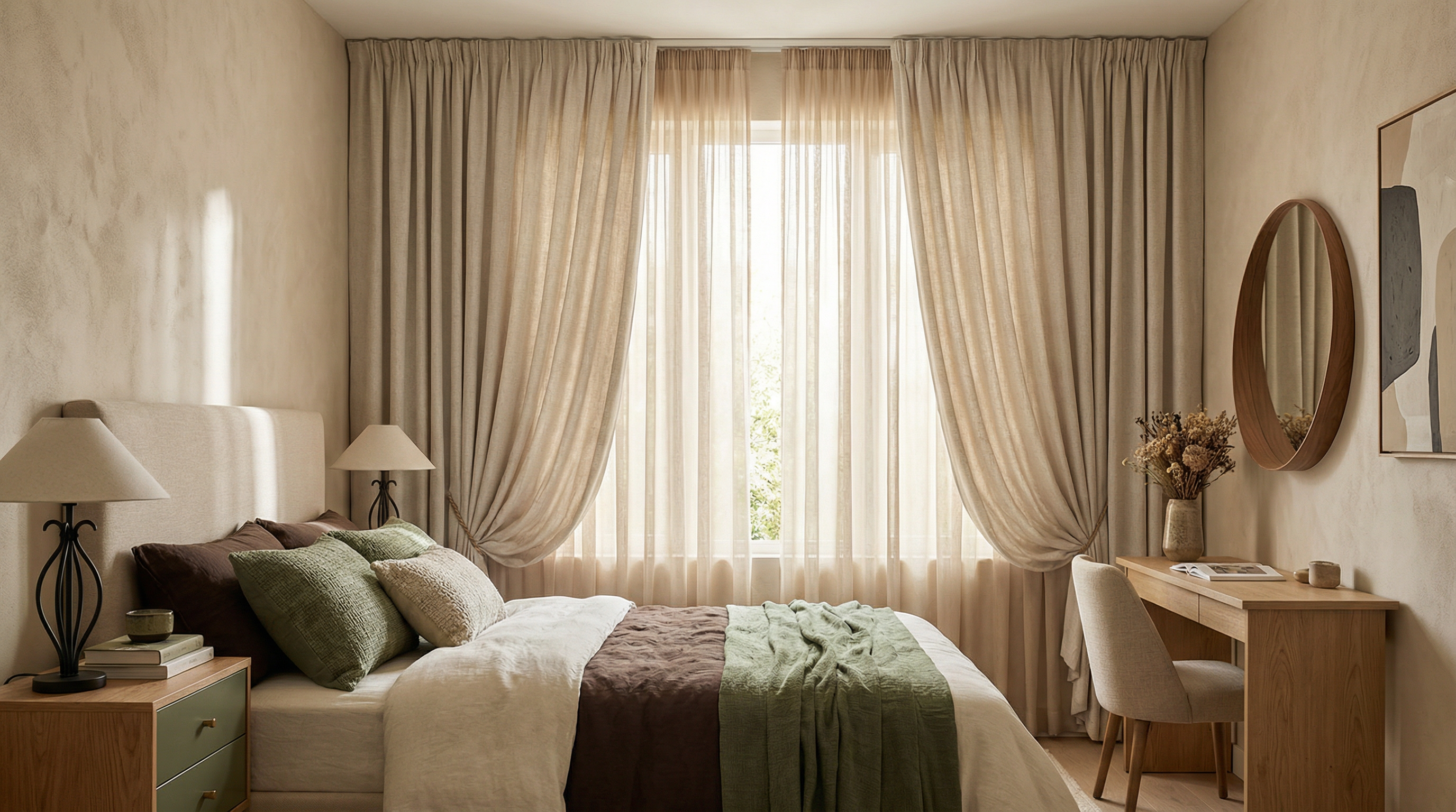 DWCN linen curtains in a bright modern living room