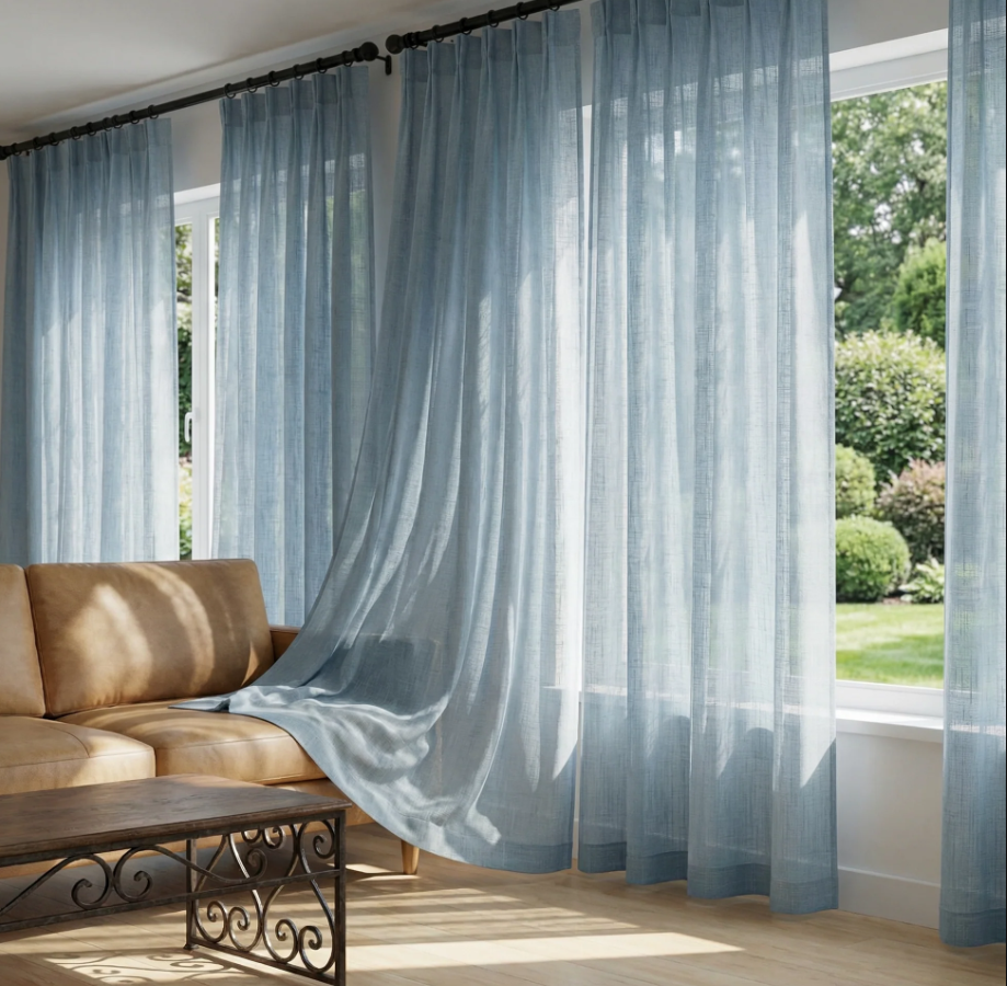 Blue Sheer Curtains for Living Room