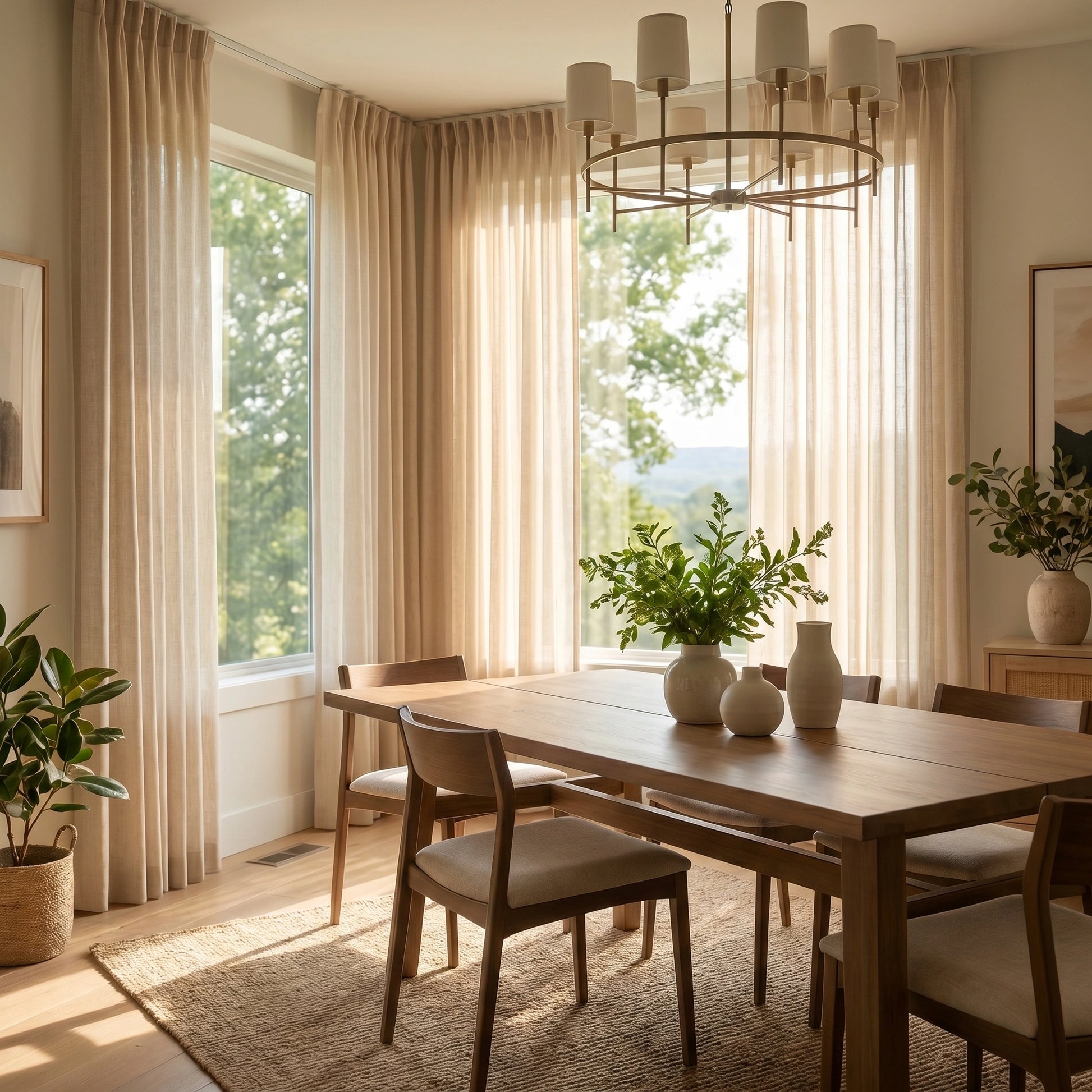 Light cream linen voile curtain with subtle texture, designed by DWCN Official for elegant window decor.