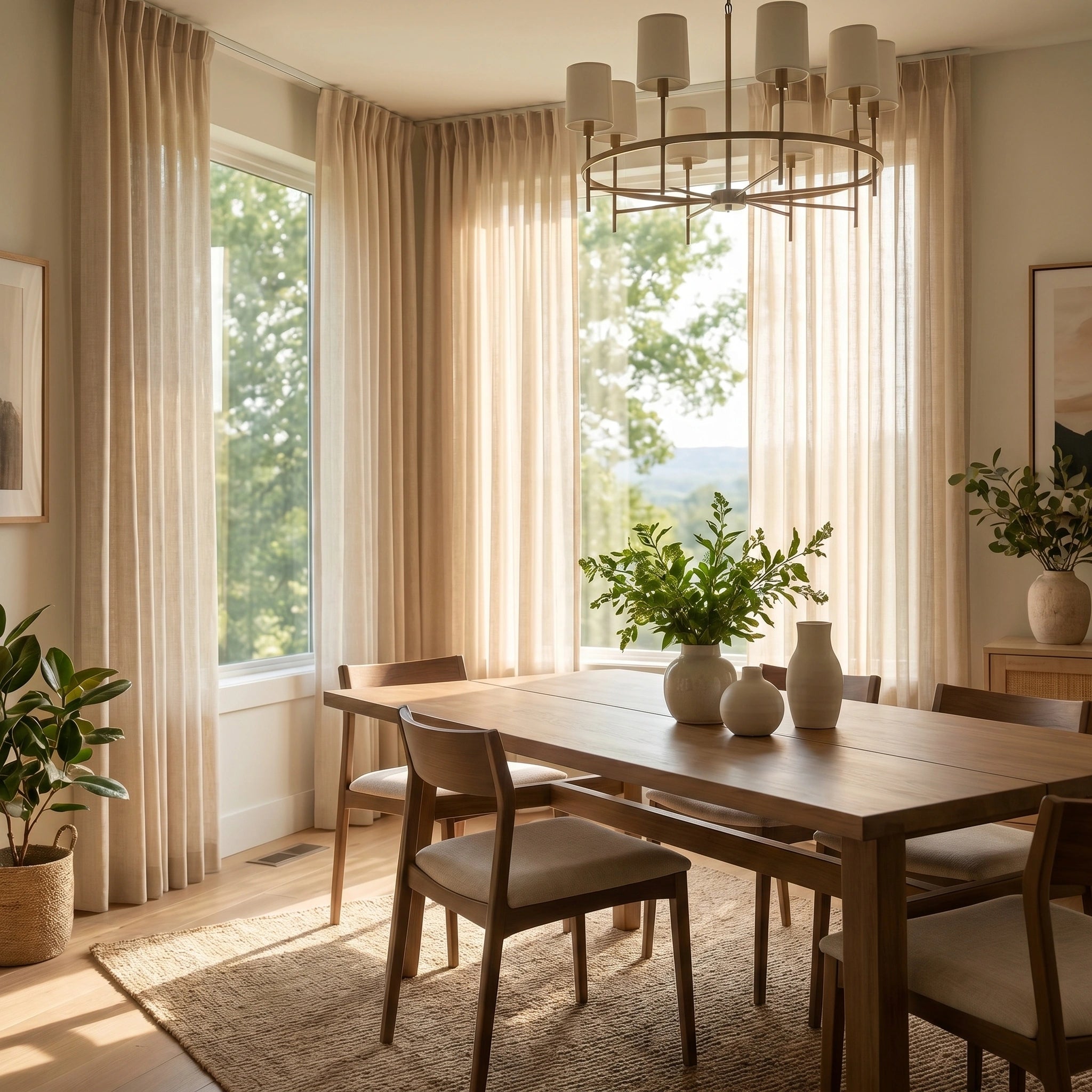 Light cream linen voile curtain with subtle texture, designed by DWCN Official for elegant window decor.