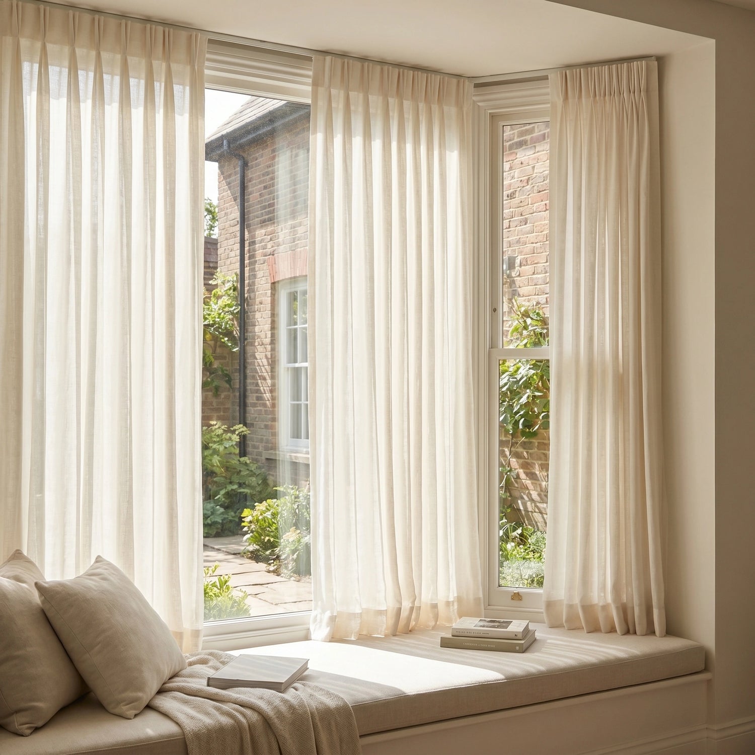 Light cream linen voile curtain by DWCN Official featuring elegant, semi-sheer fabric ideal for soft, airy window decor