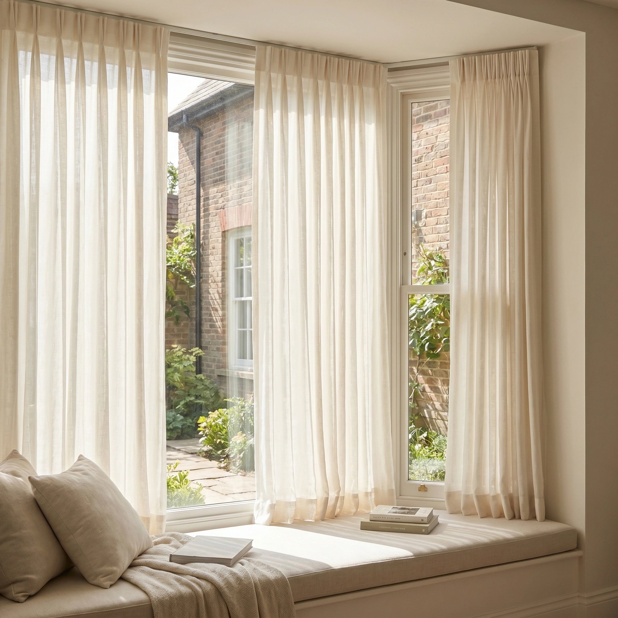 Light cream linen voile curtain by DWCN Official featuring elegant, semi-sheer fabric ideal for soft, airy window decor