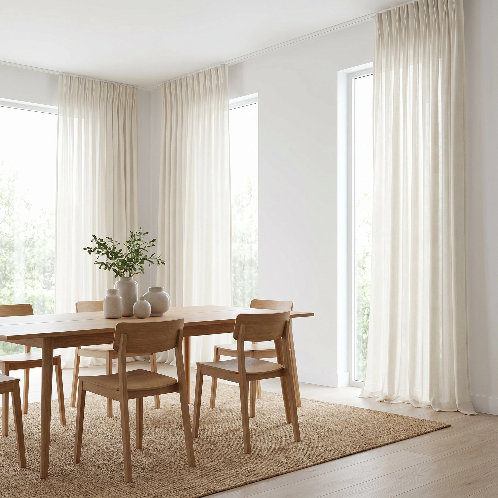 DWCN Official Calliope Cream Linen Voile Curtain hanging with soft natural light, showcasing lightweight, airy fabric for window decor.