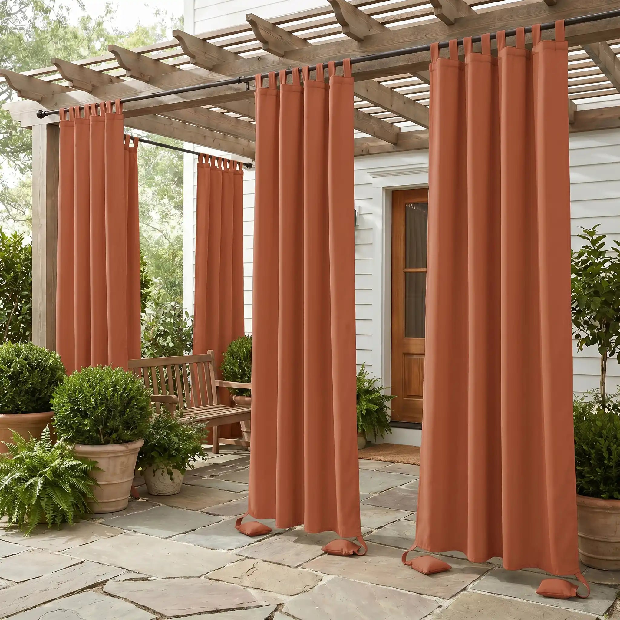 DWCN Official tab top and weighted outdoor curtain with windproof and waterproof design, ideal for patio or garden use