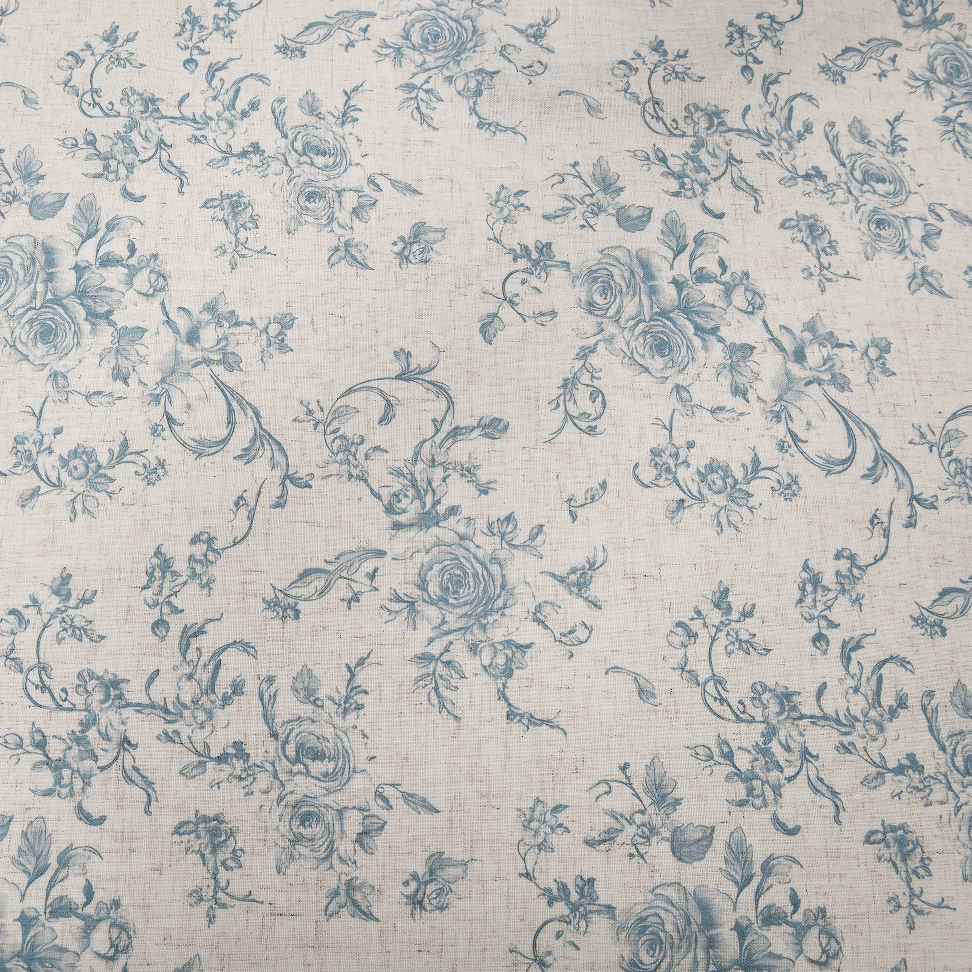 DWCN Official Antheia Millefiori patterned linen curtains hanging with colorful floral designs in a bright room.