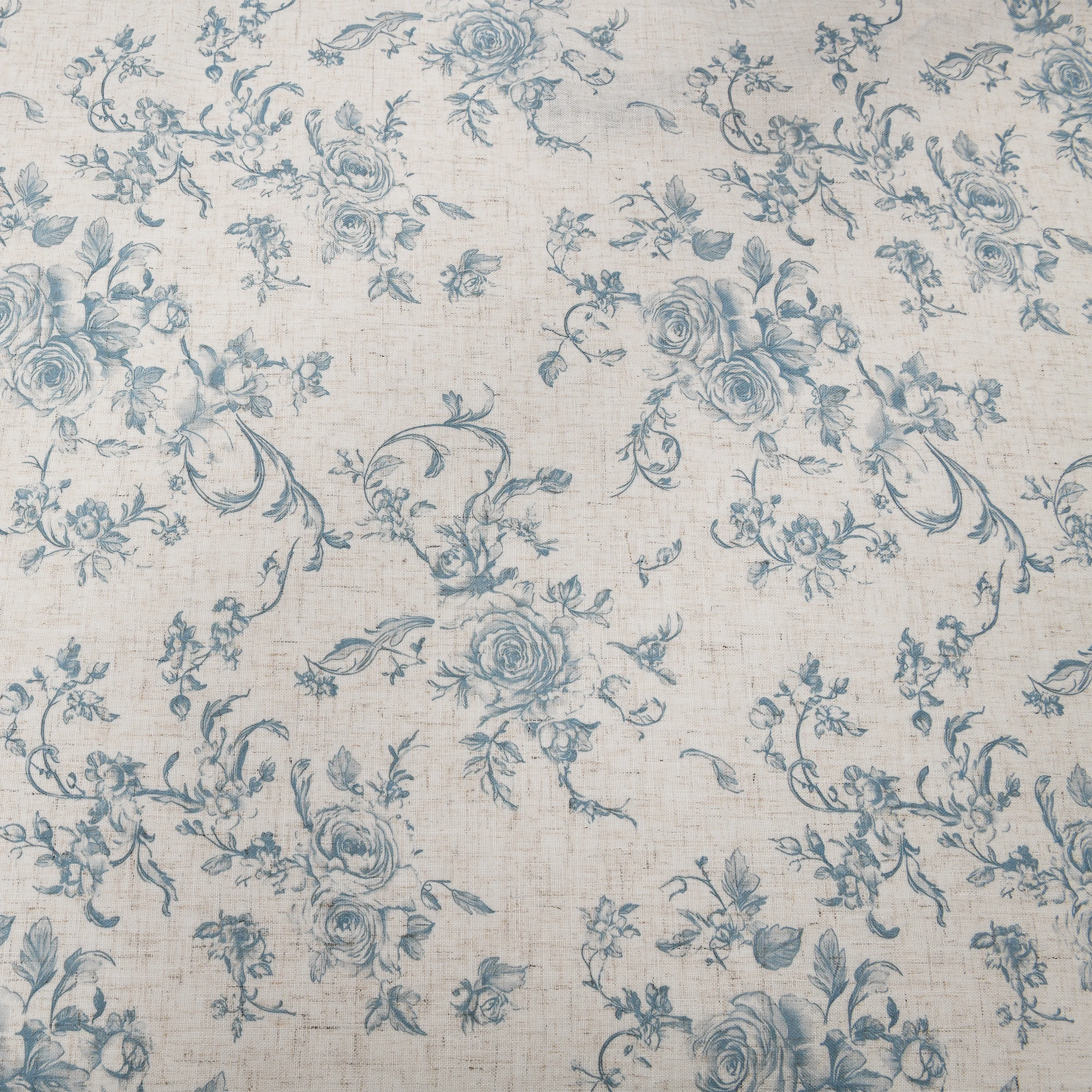 DWCN Official Antheia Millefiori patterned linen curtains hanging with colorful floral designs in a bright room.