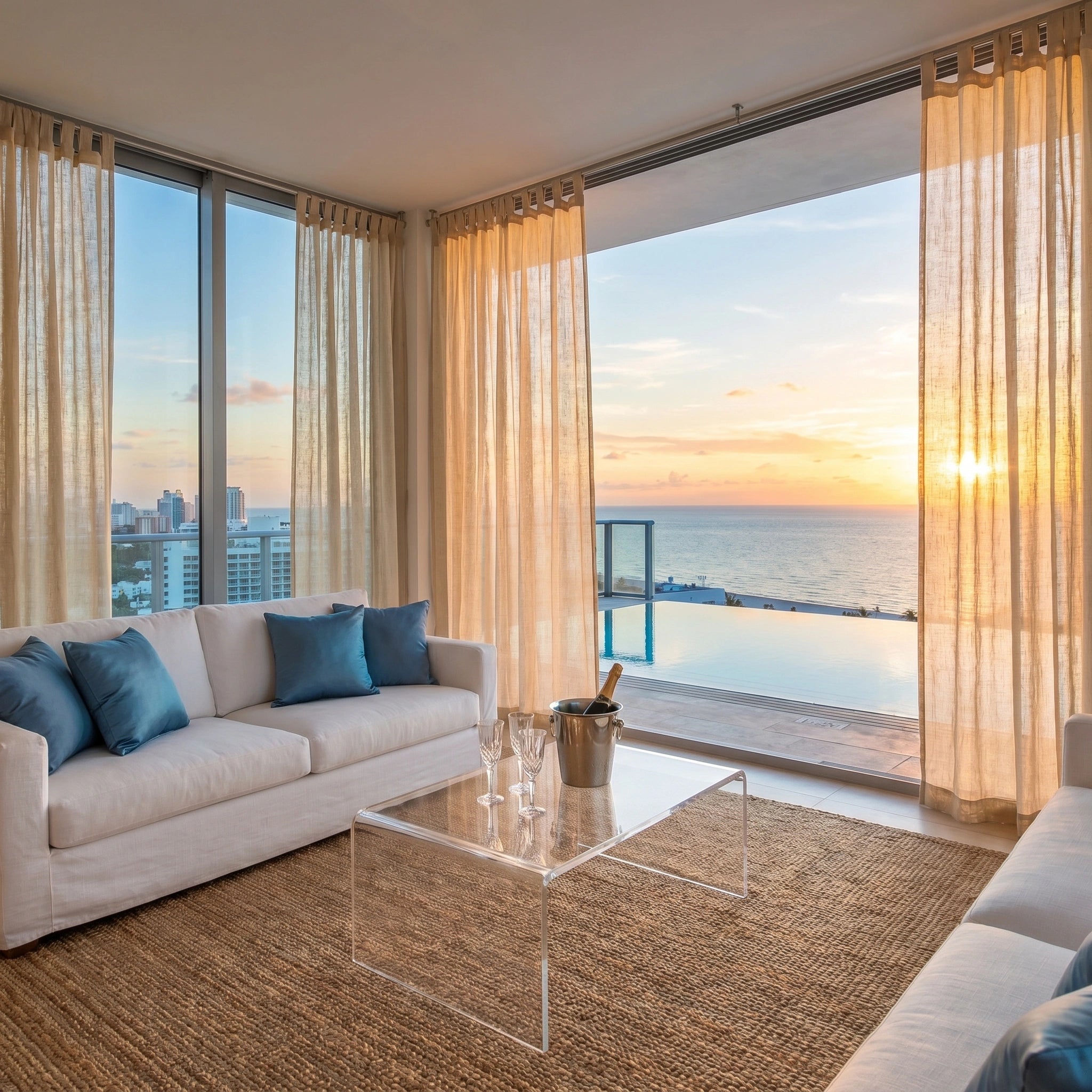 Linen Sheer Solid Outdoor Curtains