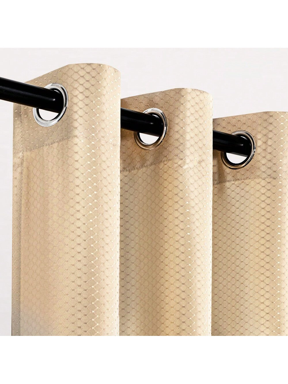 Outdoor curtains by DWCN Official hanging on a patio, featuring lightweight fabric and neutral color for outdoor privacy and sunshade.