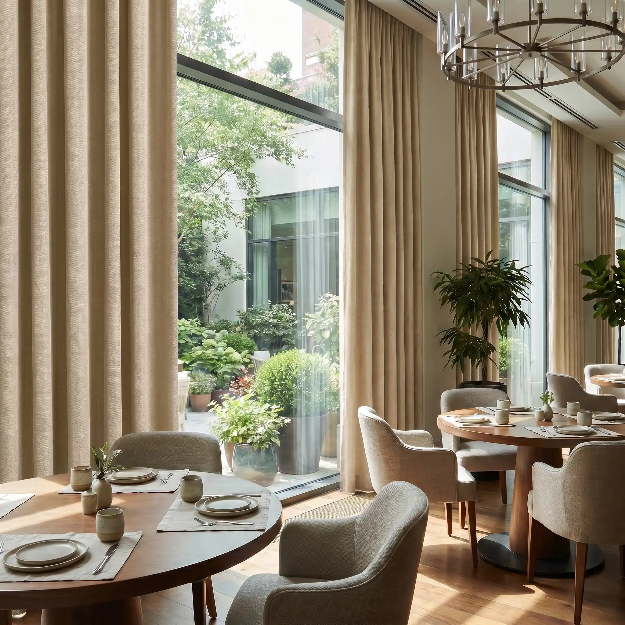 Natural linen blackout woven texture curtains by DWCN Official, showcasing black fabric and elegant woven design.