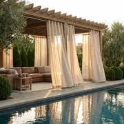 Daphne 100% Linen Wheat Grid Outdoor Sheer Curtain