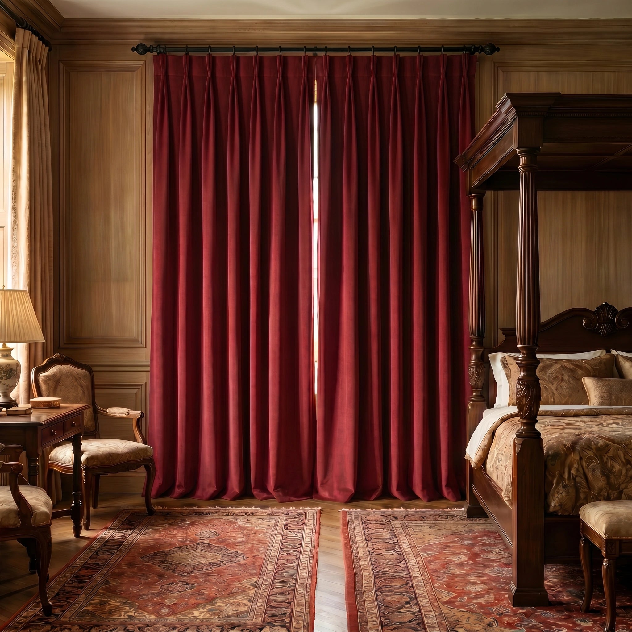 Custom luxury silk-fiber blackout curtains in black from DWCN Official, showcasing elegant, high-quality fabric and tailored design.