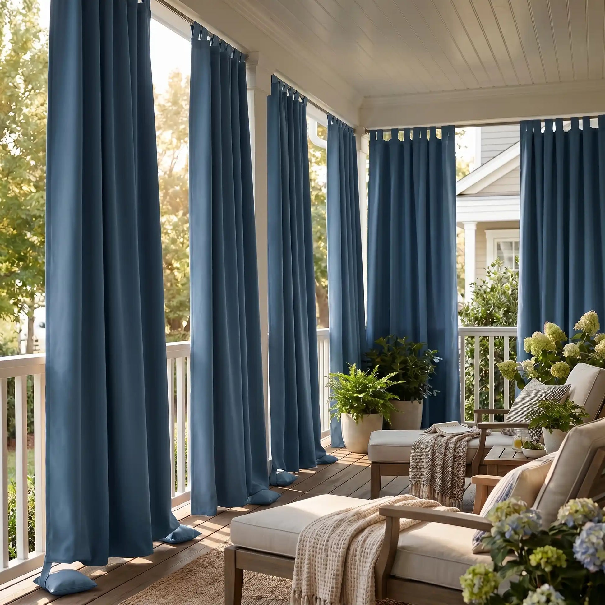 DWCN Official outdoor curtain with tab top and weighted bottom, windproof and waterproof fabric for outdoor weather resistance