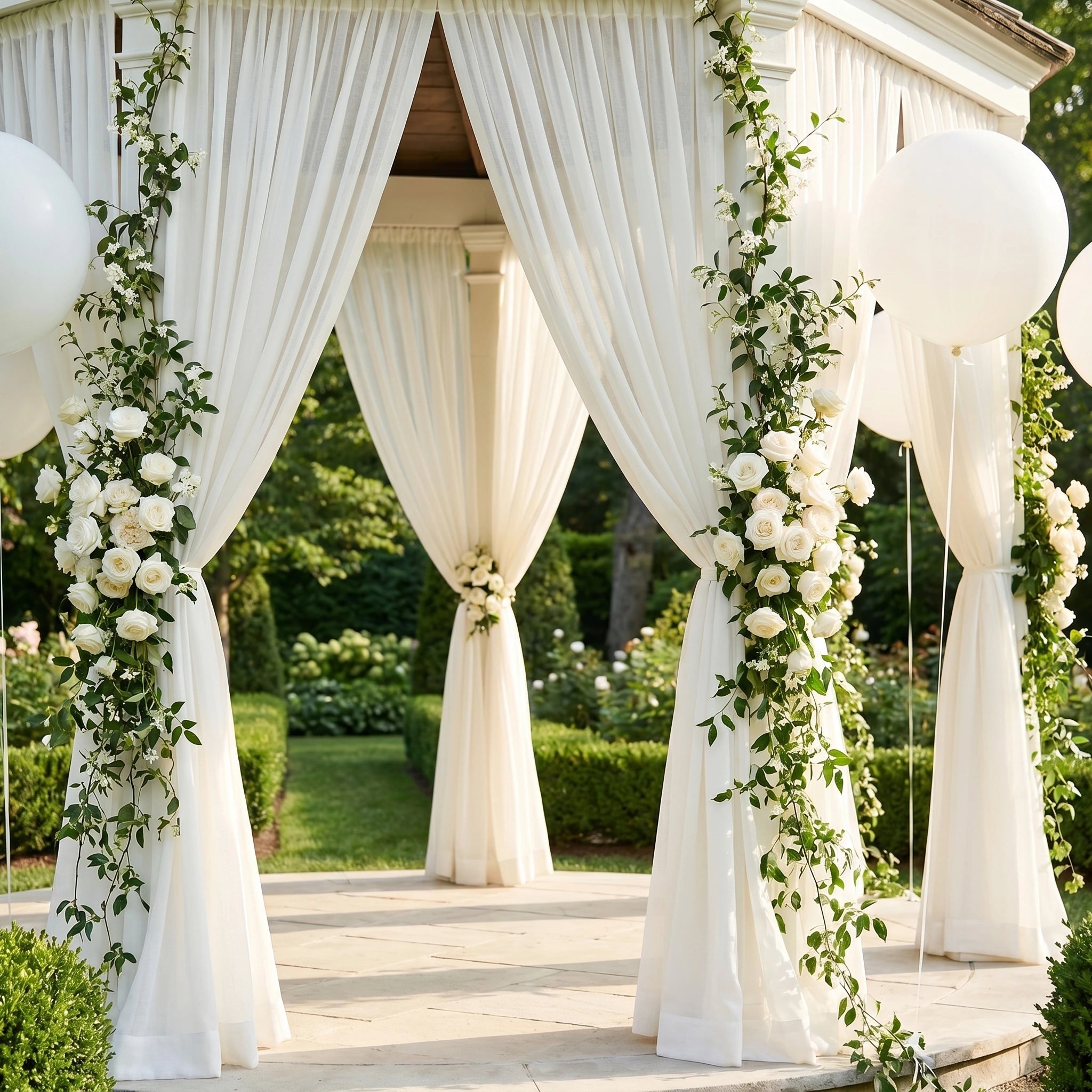 Wedding Linen-Texture Sheer Drapes