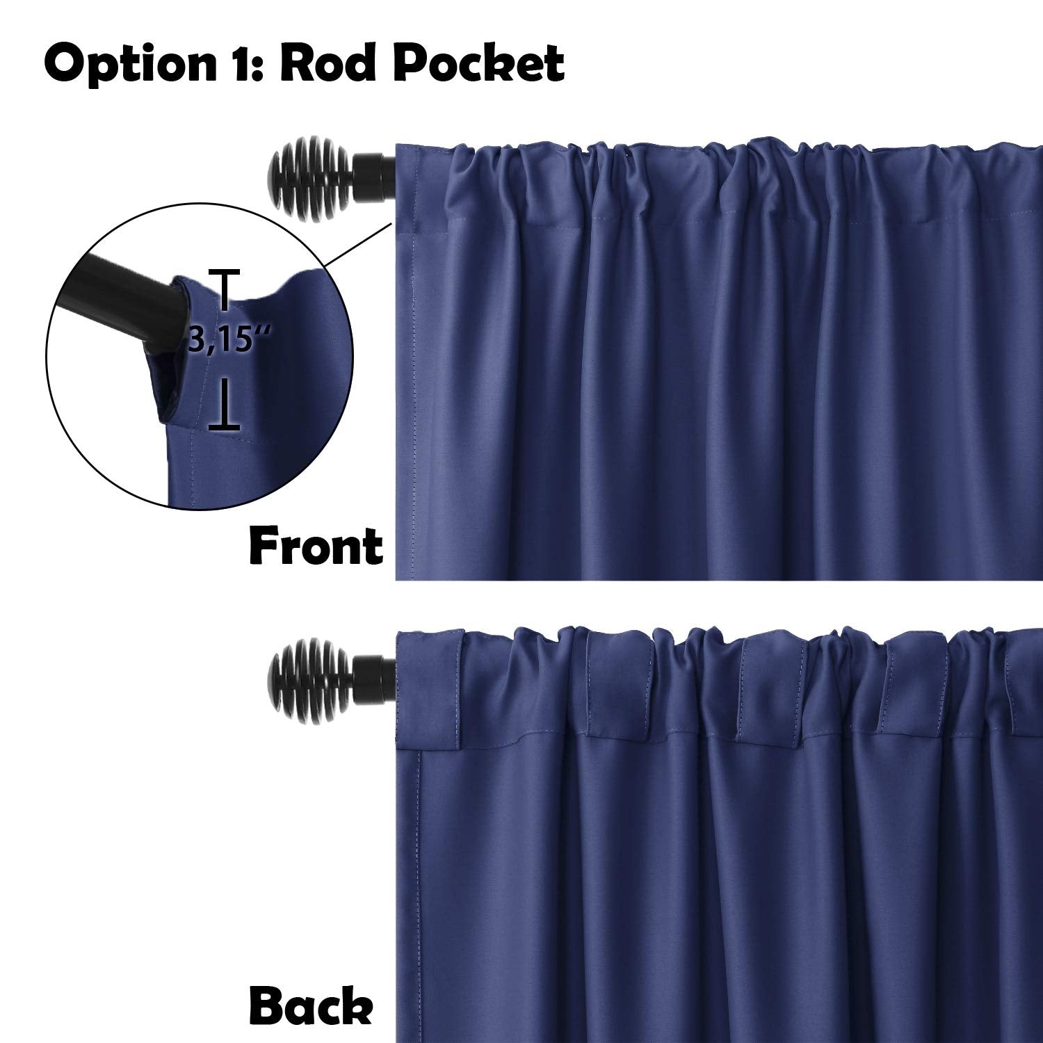 Black DWCN Official 1-panel wide width blackout curtain hanging as a room divider in a modern living space.