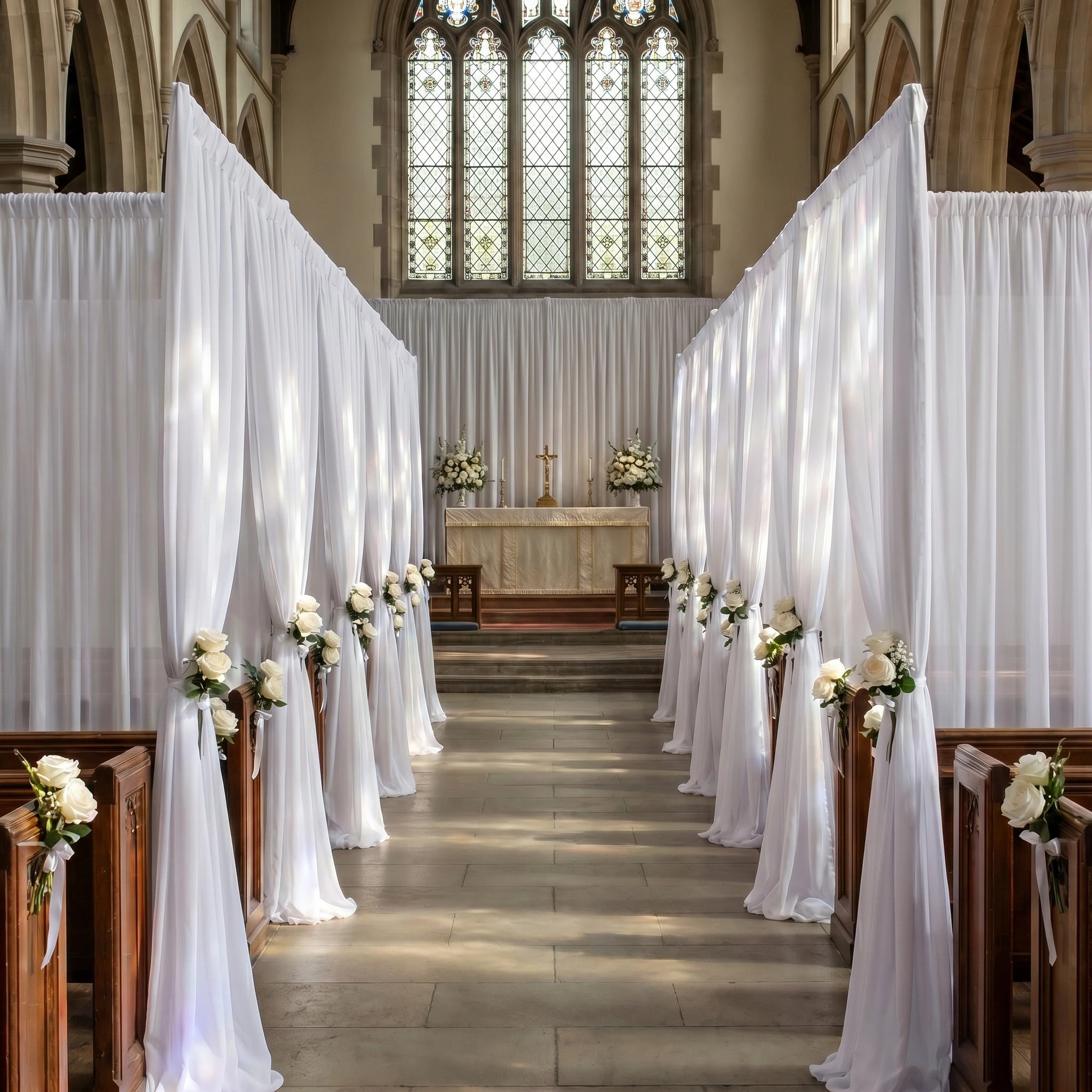 Wedding Linen-Texture Sheer Drapes