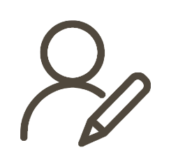 Icon of a person holding a pencil on a white background - Dwcnhome