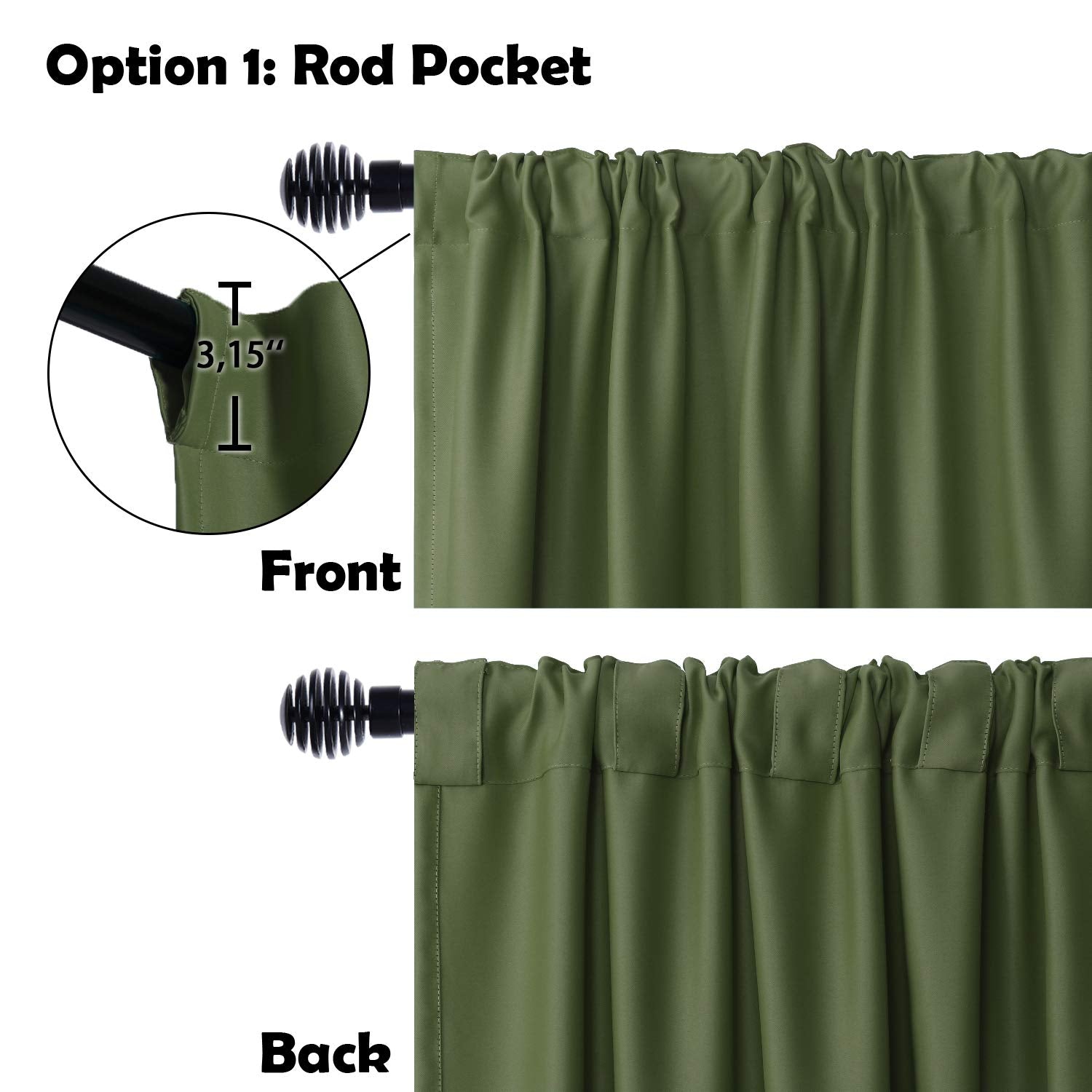 DWCN Official black blackout curtain panel, wide width room divider curtain in black fabric, designed for privacy and light control.