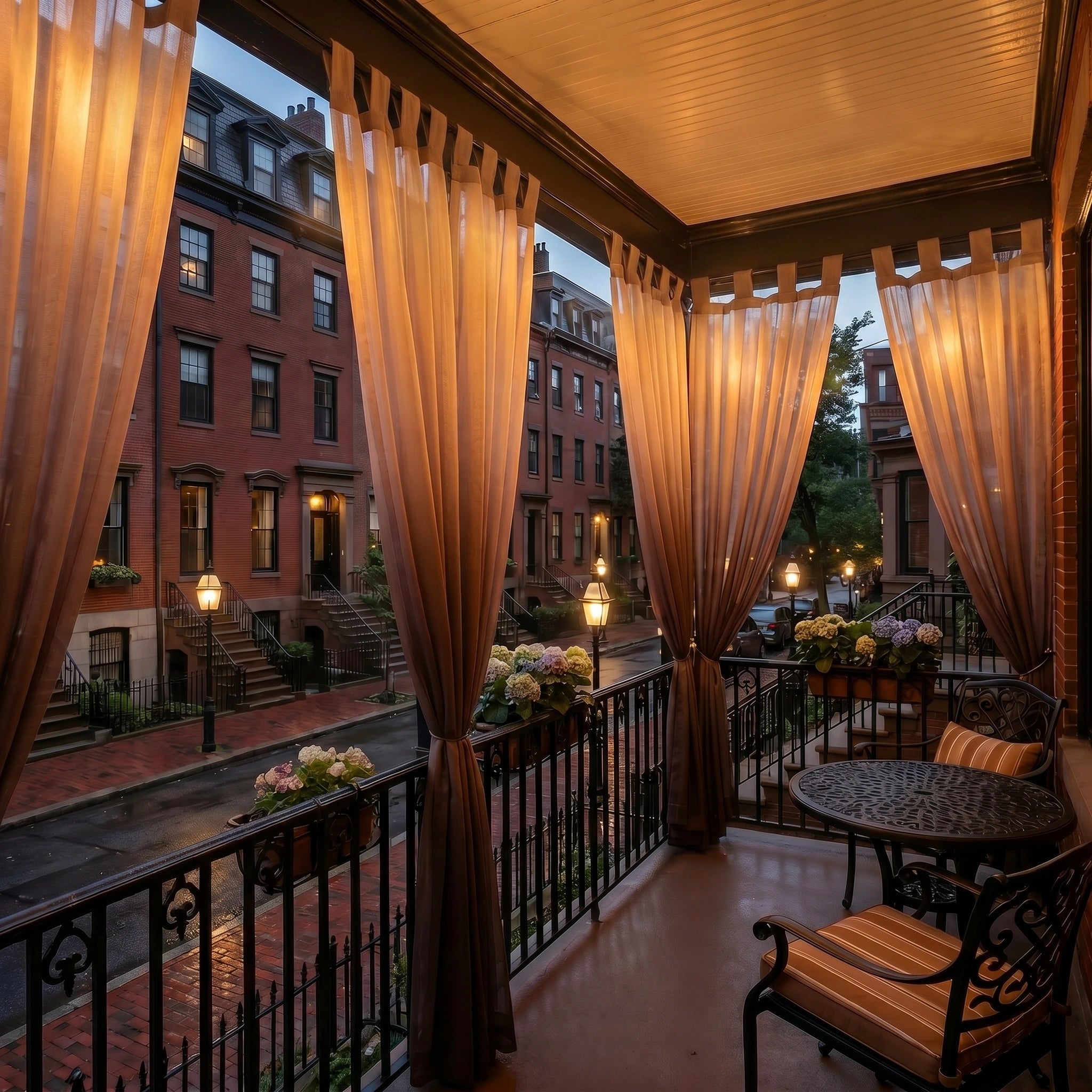 Vertical Ombre Linen Texture Outdoor Sheer Curtains