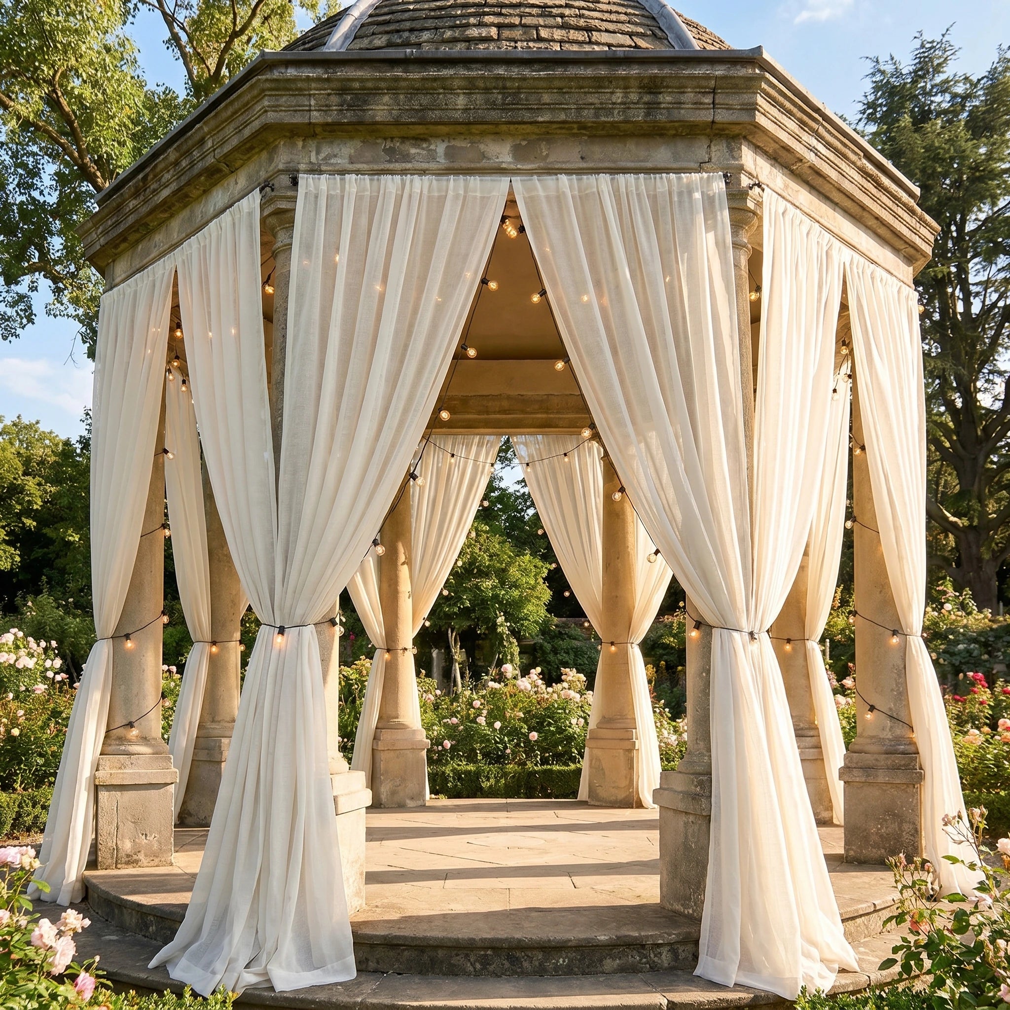 Wedding Linen-Texture Sheer Drapes