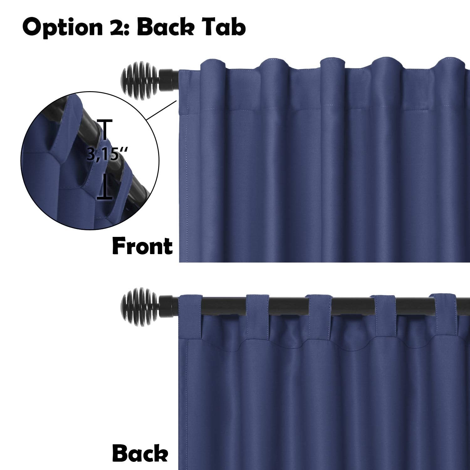DWCN official black wide width blackout curtain panel used as room divider, made of opaque fabric in black color.