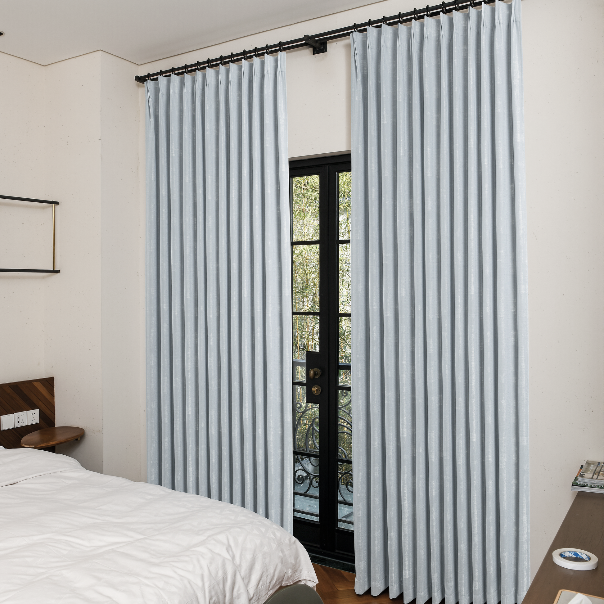 Cotton curtain with embroidered pattern from DWCN Official, featuring intricate design and soft fabric for elegant window decor.