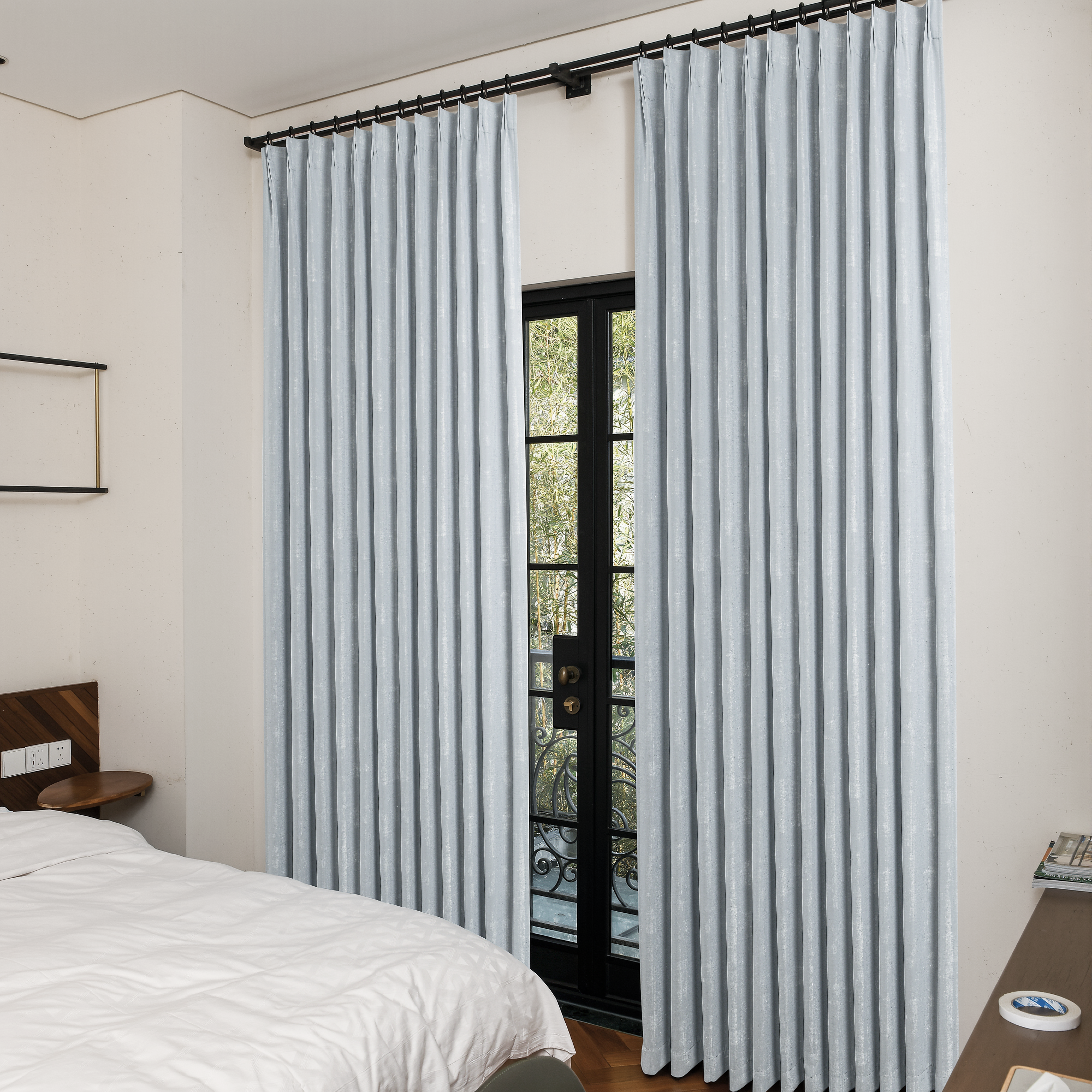 Cotton curtain with embroidered pattern from DWCN Official, featuring intricate design and soft fabric for elegant window decor.