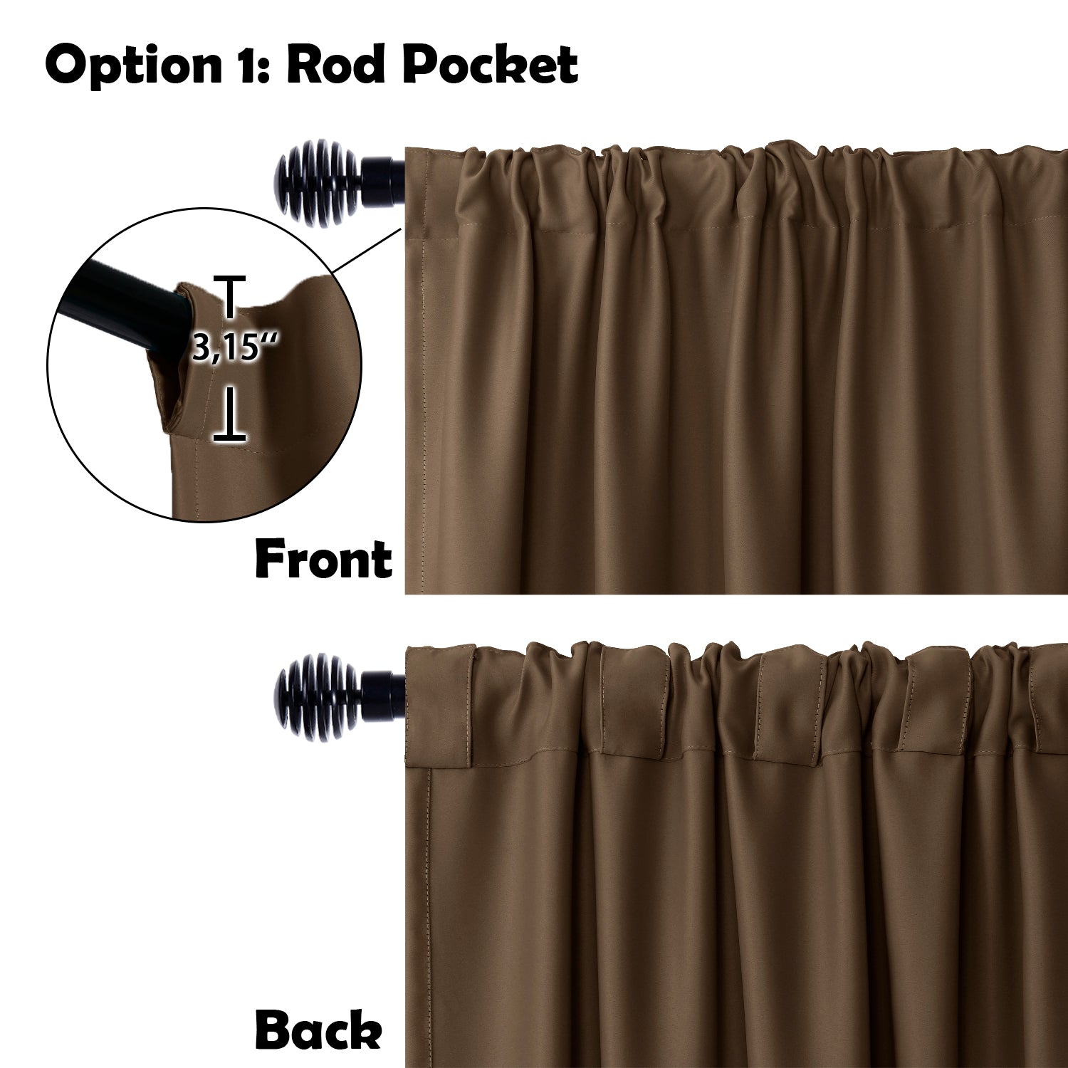 Black DWCN Official 1-panel wide width blackout curtain hanging as a room divider with a sleek black finish.
