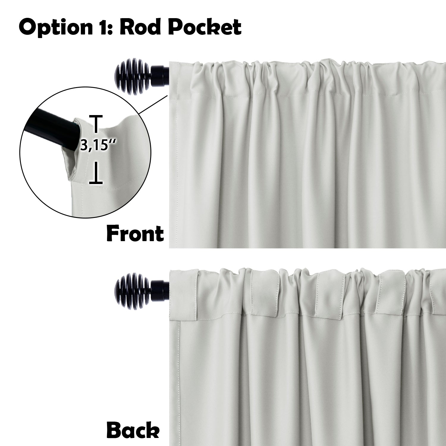 DWCN black blackout curtain panel, wide width room divider curtain in black fabric, suitable for blocking light and creating privacy.