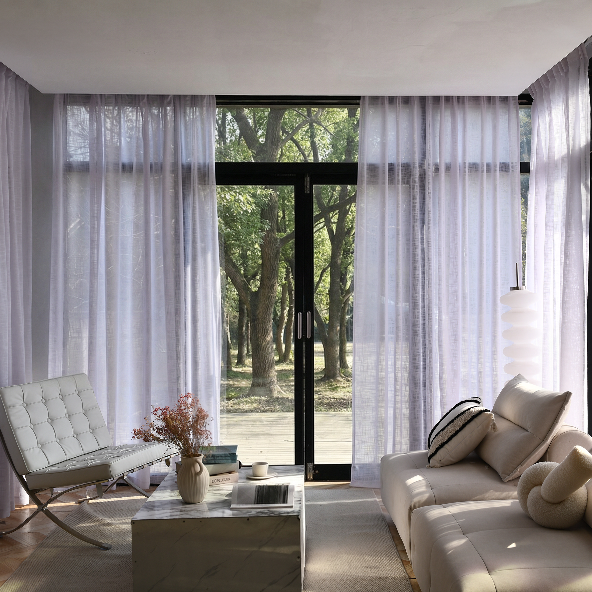 custom linen sheer solid curtains with natural daylight
