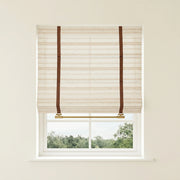 Beatrice custom linen Roman shades by DWCN Official, featuring elegant, natural fabric with neatly folded pleats and a classic design.