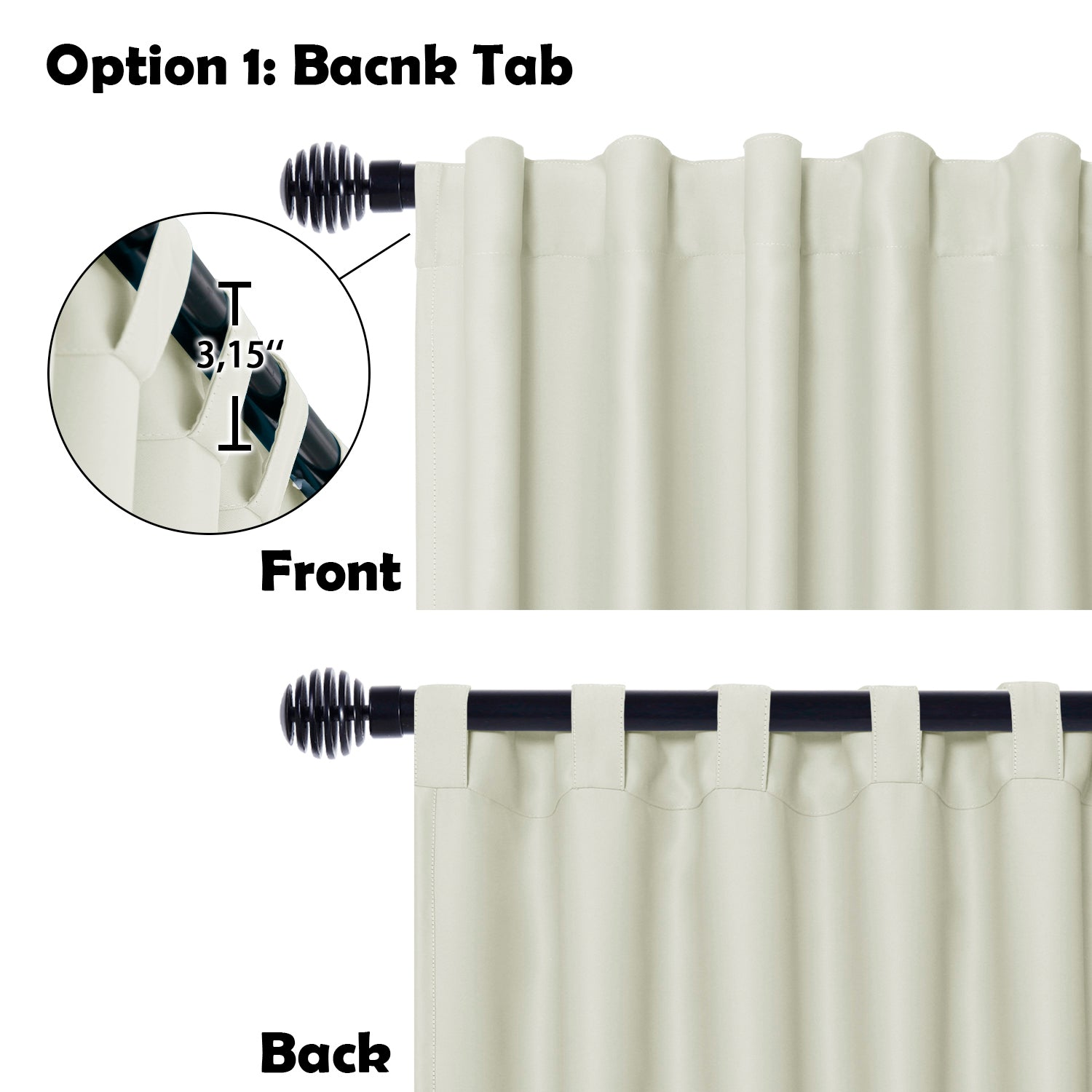 DWCN Official black blackout curtain panel, wide width room divider curtain in black fabric, blocking light and creating privacy.