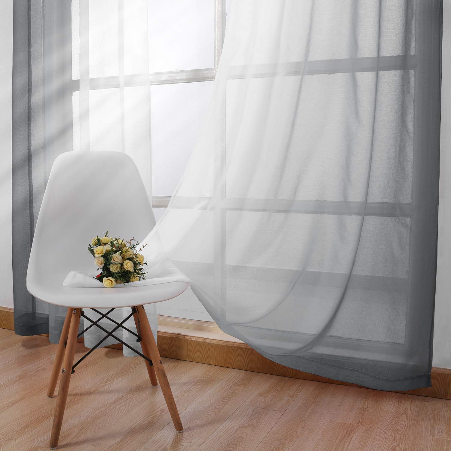 Custom linen texture ombre sheer curtains from DWCN Official, showcasing their elegant, lightweight fabric with a subtle color gradient.