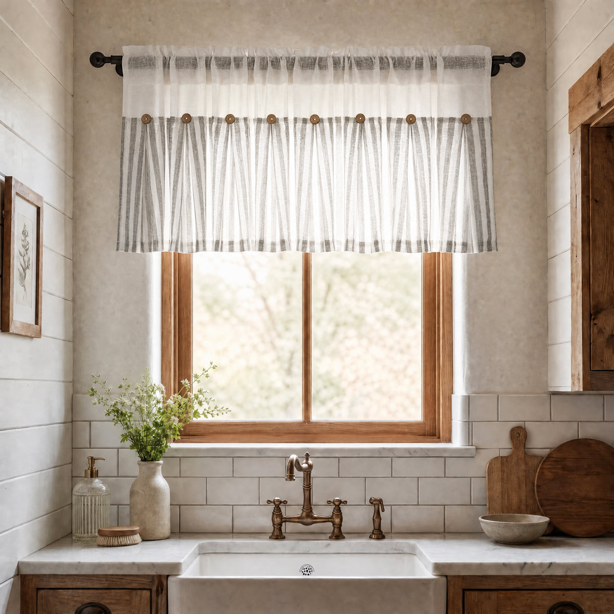 DWCN Gaia Linen Window Valance Curtain