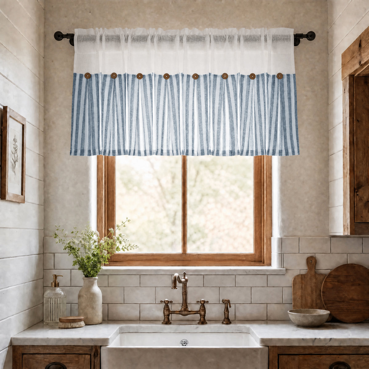 DWCN Gaia Linen Window Valance Curtain