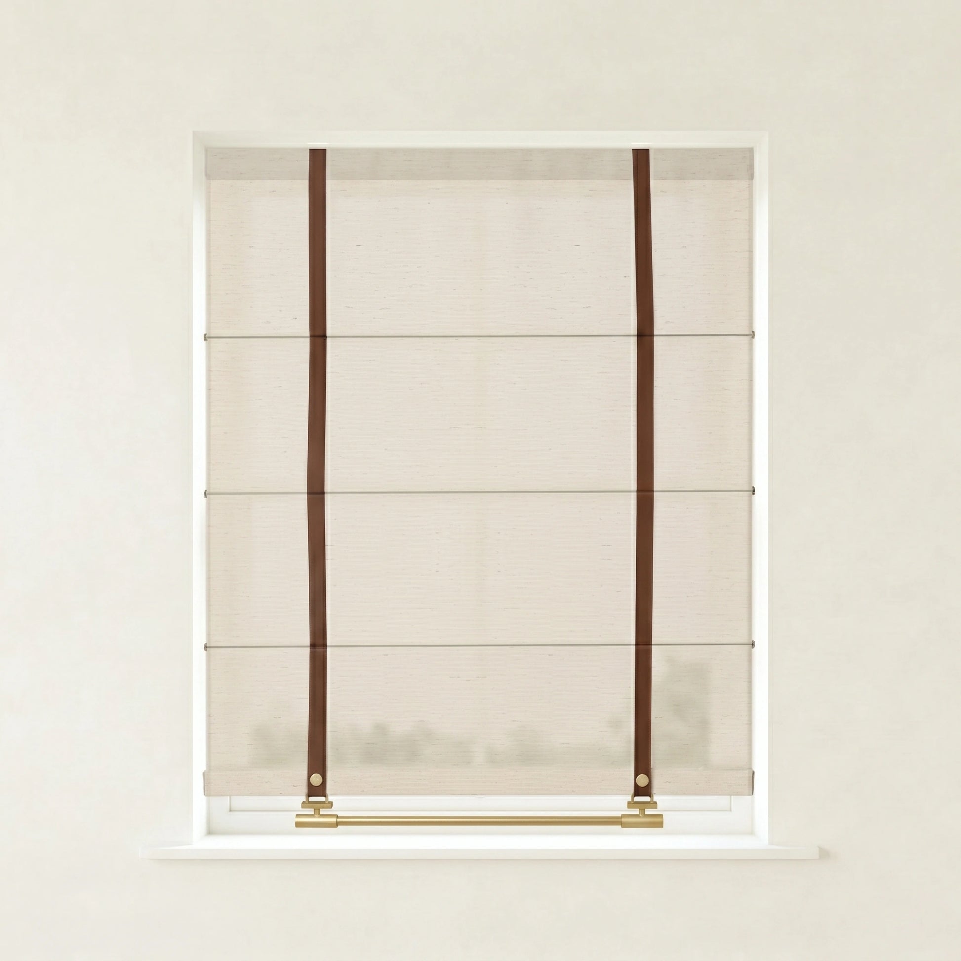 Florence custom linen Roman shades by DWCN Official featuring elegant, soft fabric and classic fold design for window decor.