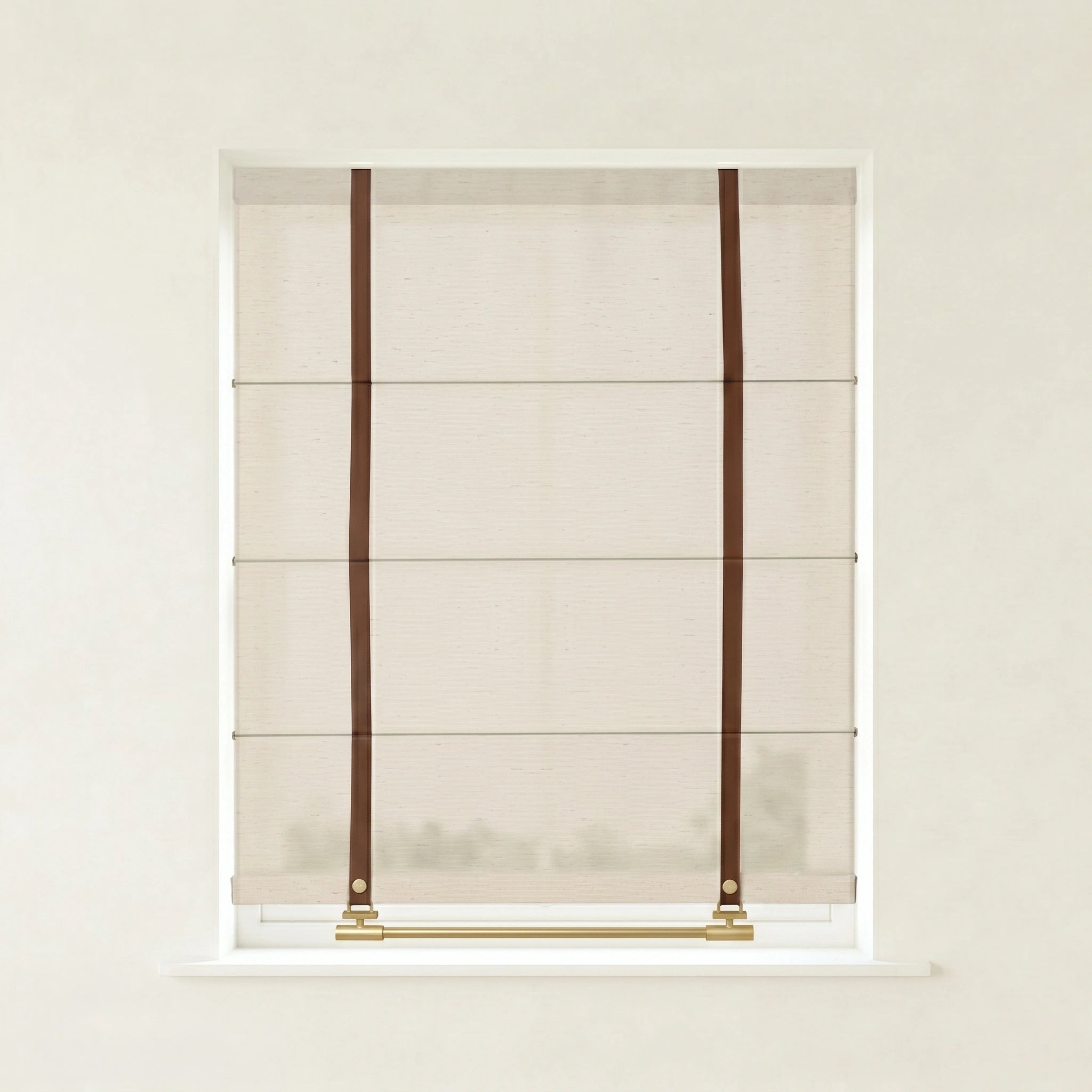 Florence custom linen Roman shades by DWCN Official featuring elegant, soft fabric and classic fold design for window decor.