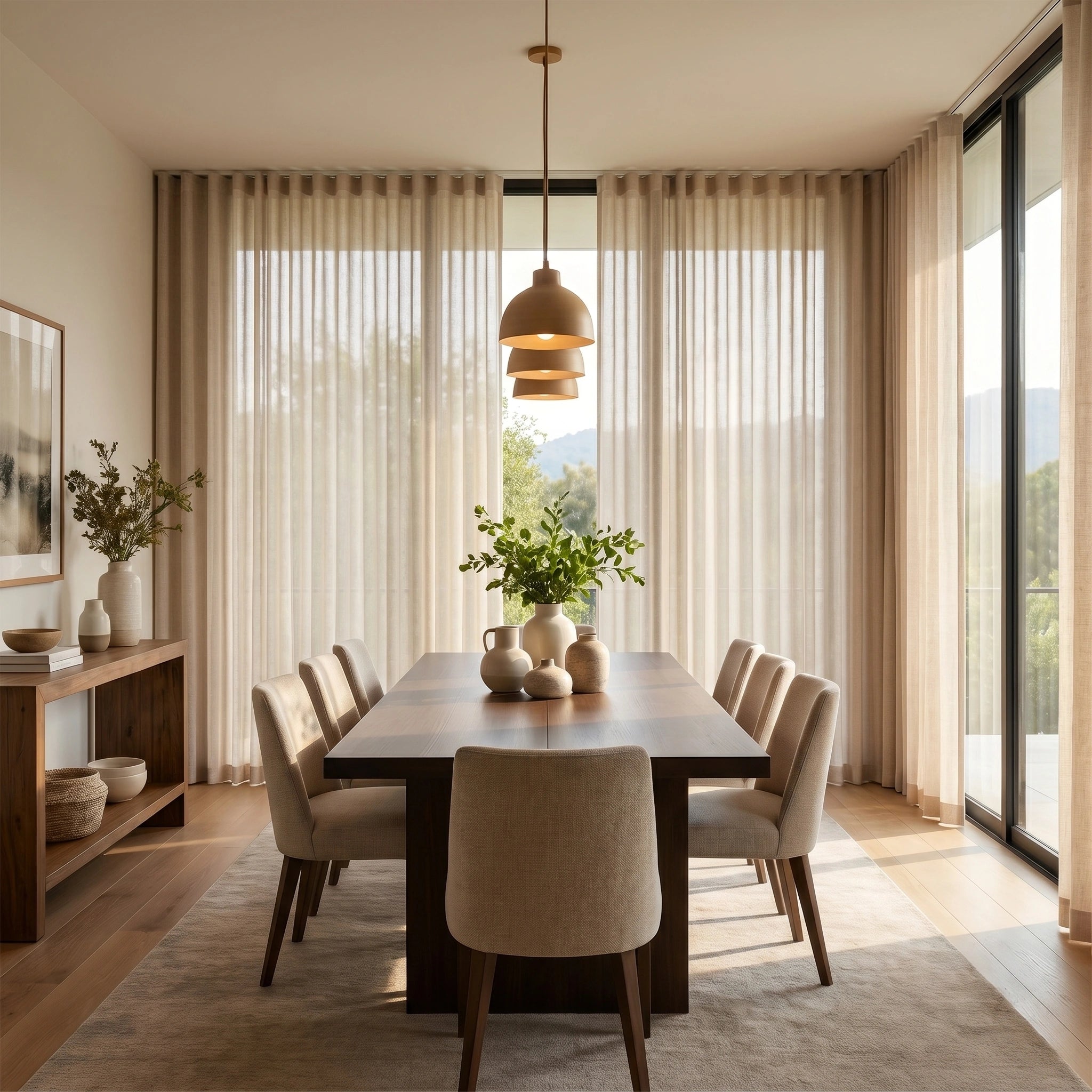 Daphne Wheat Grid linen sheer curtain by DWCN Official with a light, airy wheat-colored woven grid pattern for elegant window decor.
