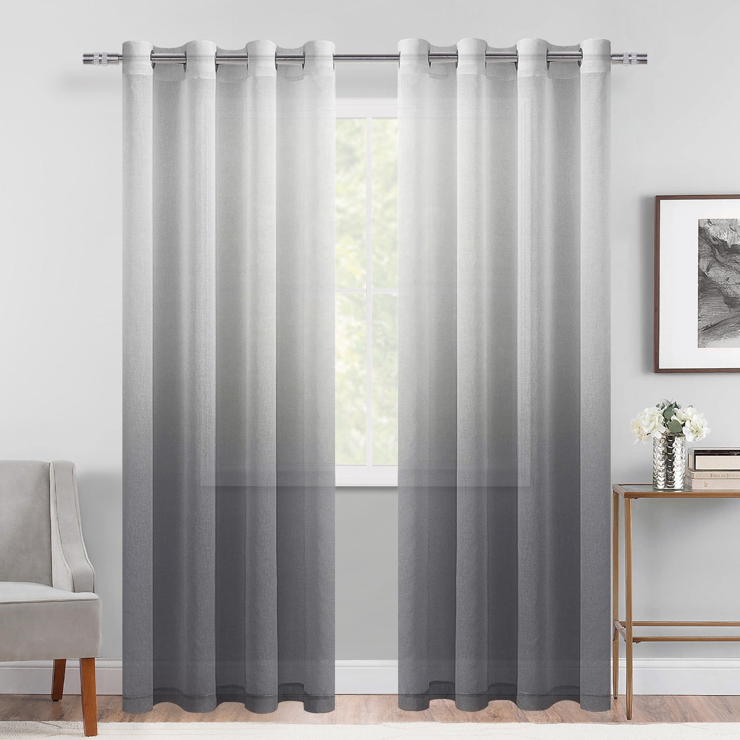 DWCN Faux Linen Ombre Sheer Curtains - DWCN Official
