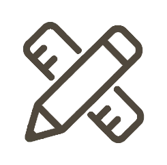 Icon of a pencil crossed with an eraser on a white background - Dwcnhome