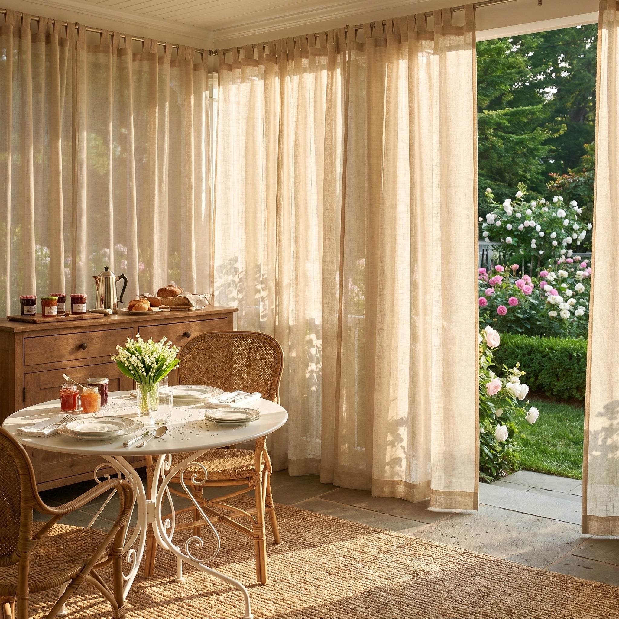 Linen Sheer Solid Outdoor Curtains