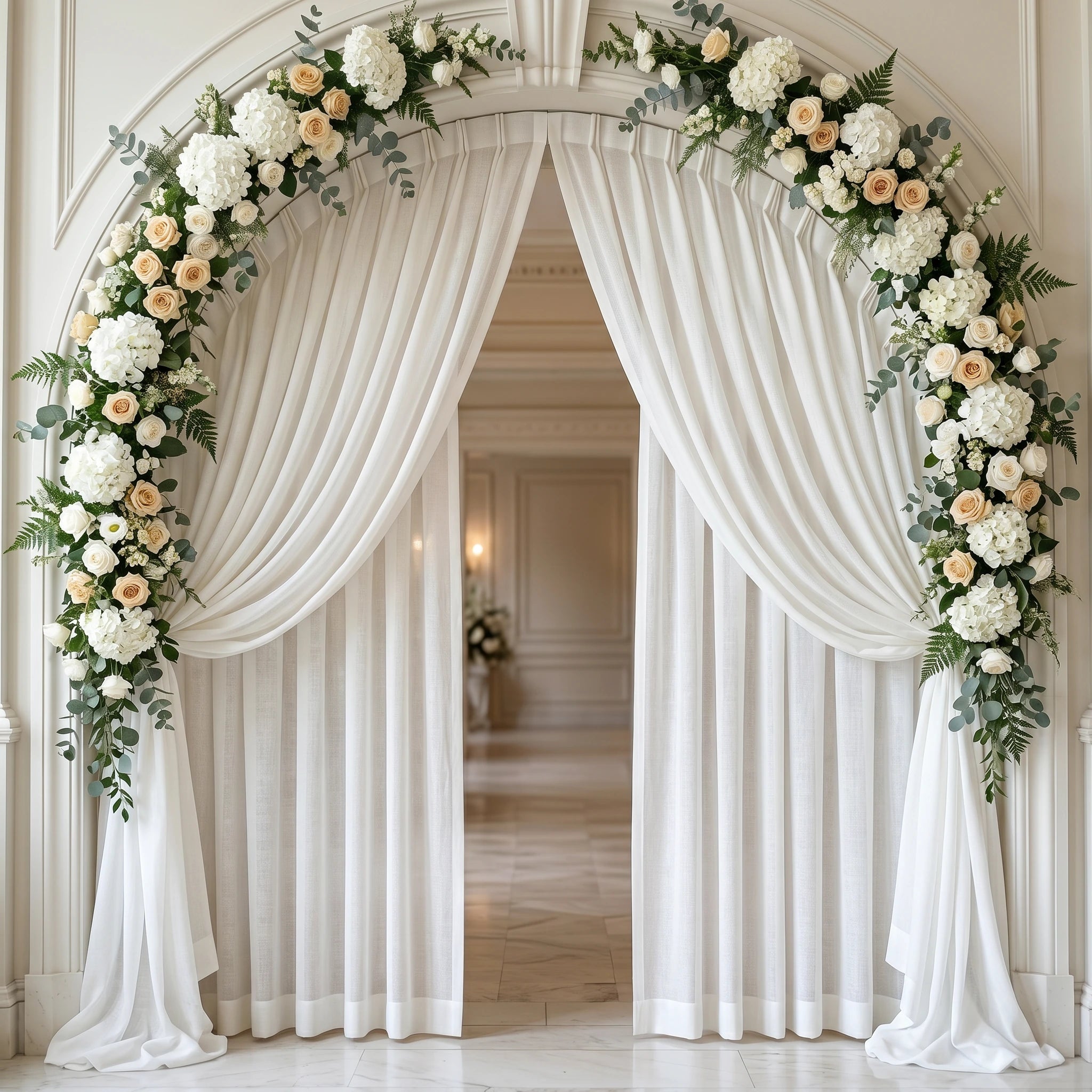 Wedding Linen-Texture Sheer Drapes