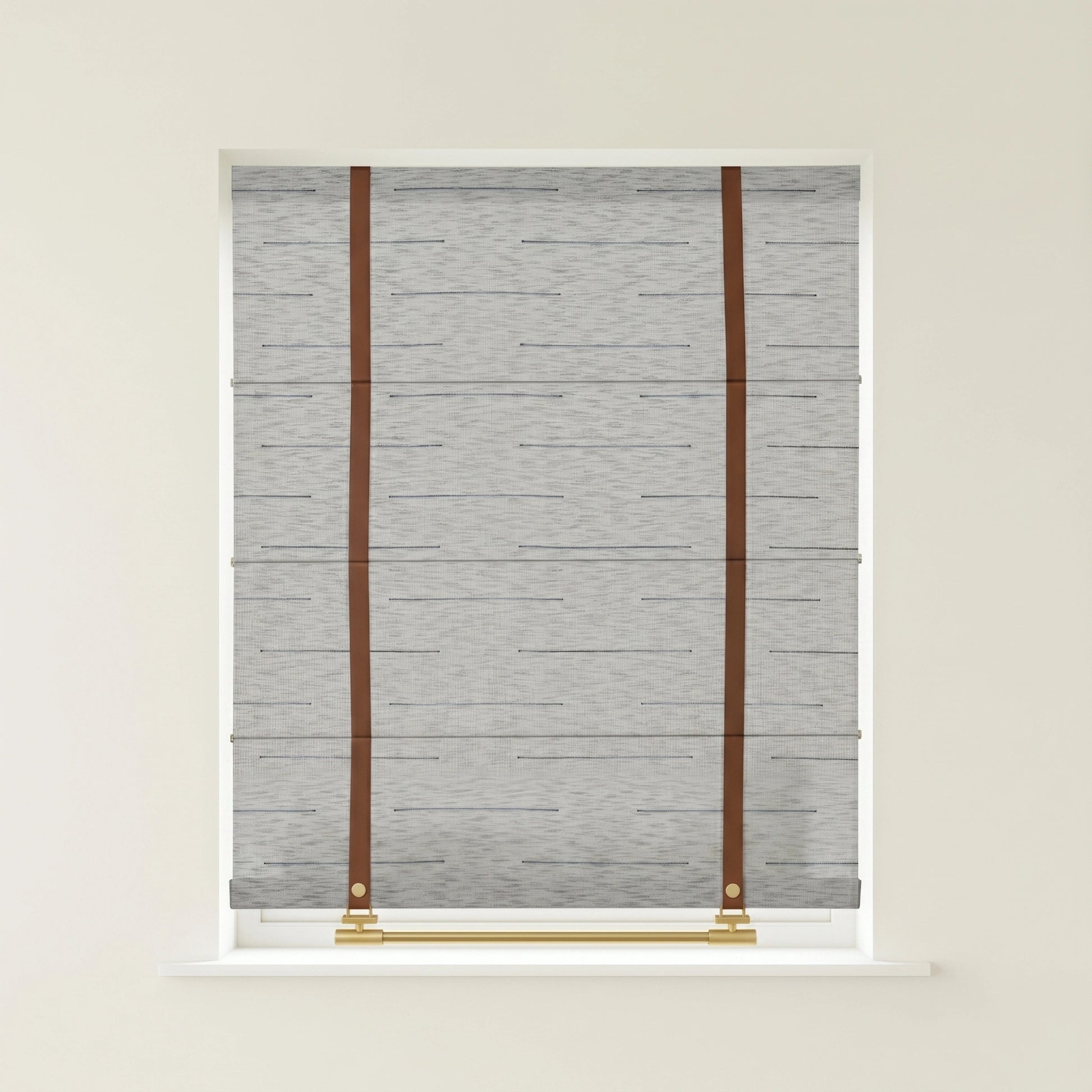 Custom Linen Roman Shades by DWCN Official featuring elegant, light-filtering fabric and a classic, tailored design for window decor.