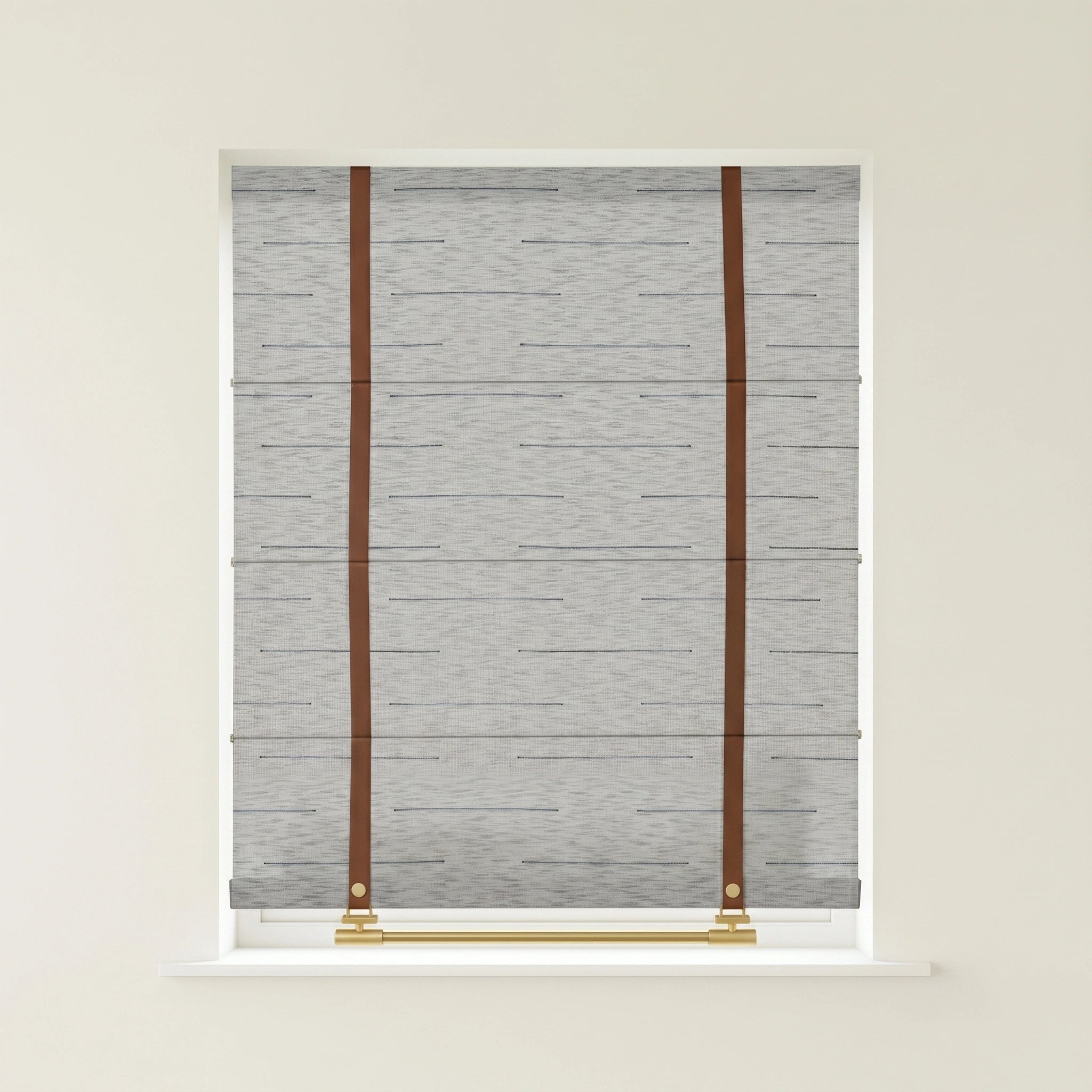 Custom Linen Roman Shades by DWCN Official featuring elegant, light-filtering fabric and a classic, tailored design for window decor.