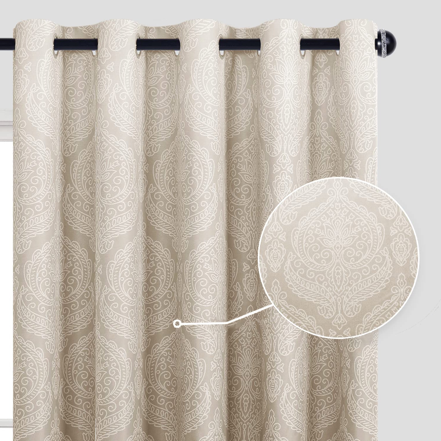 DWCN Ombre Blackout Curtains set of 2 panels featuring a stylish black-to-gray gradient for room darkening and privacy.