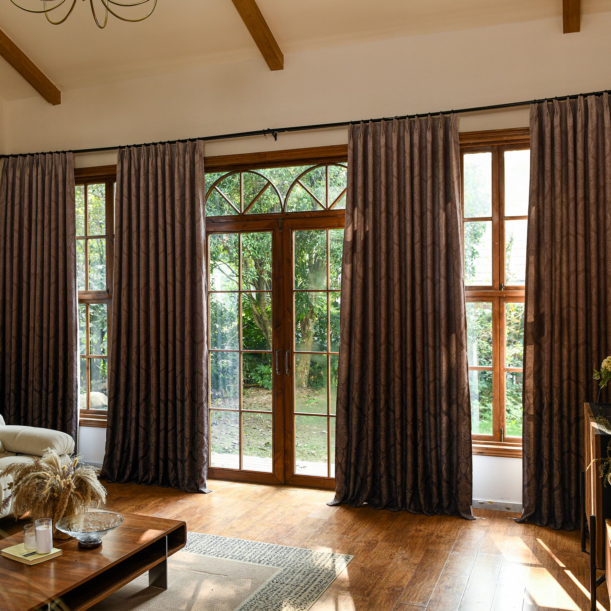 Custom ombre blackout curtains made with silk fiber fabric