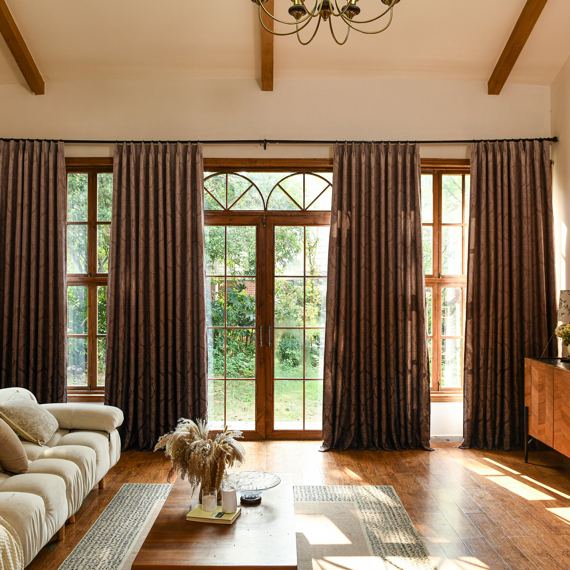 Luxury ombre blackout curtains creating soft color transition in living room
