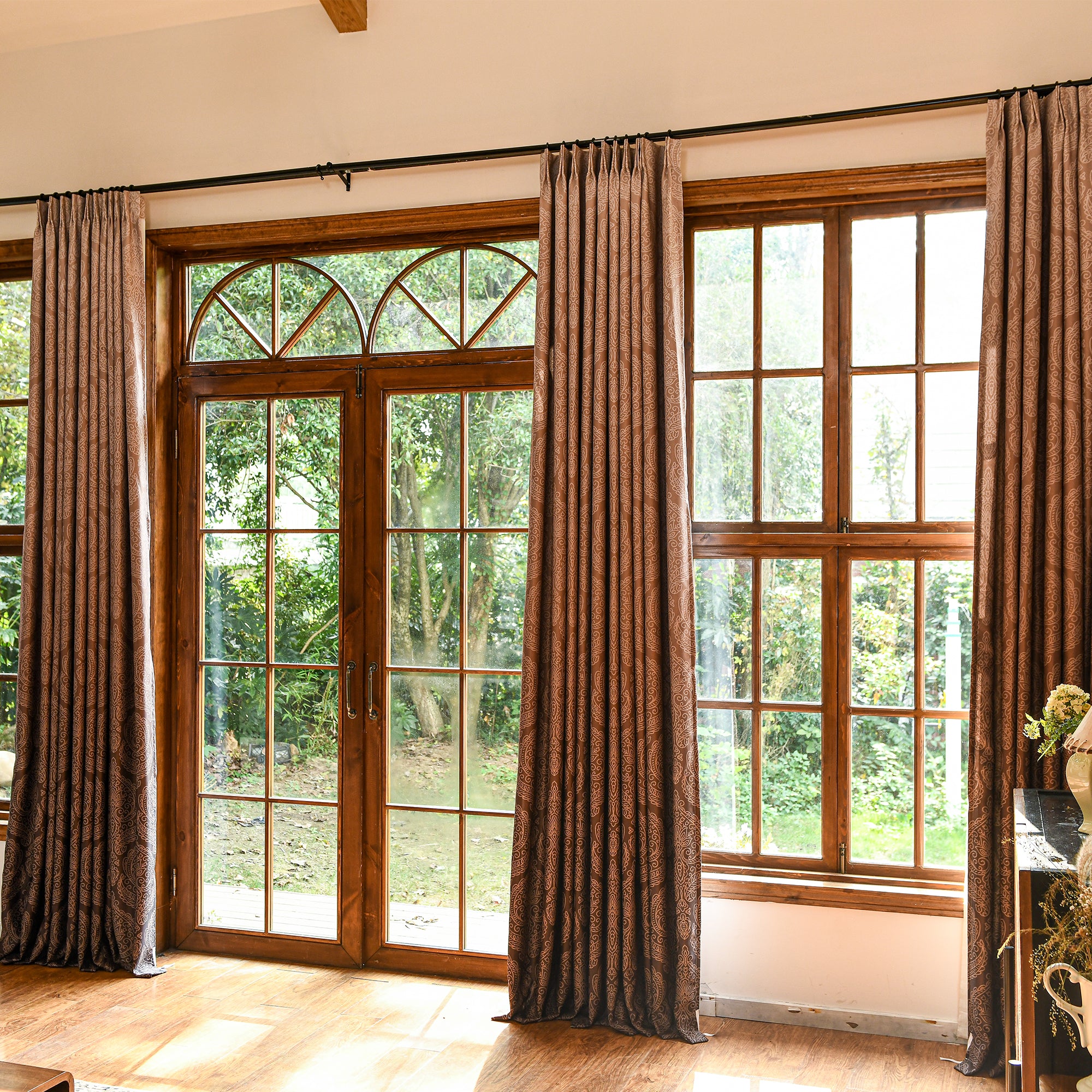Silk fiber ombre blackout curtains providing light control and privacy